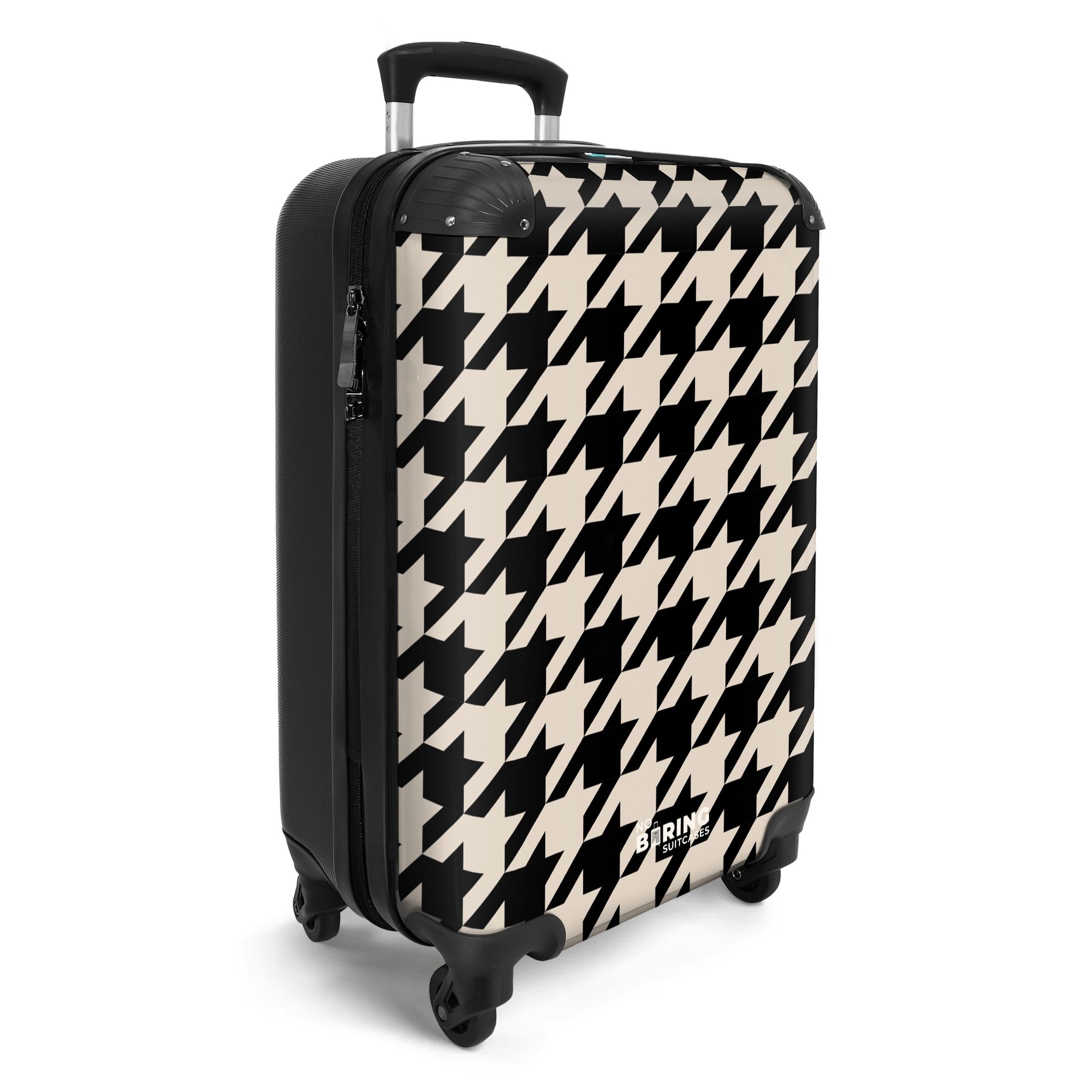 NoBoringSuitcases.com© Hartschalen-Trolley Schwarz-beige Pied de Poule-Must günstig online kaufen