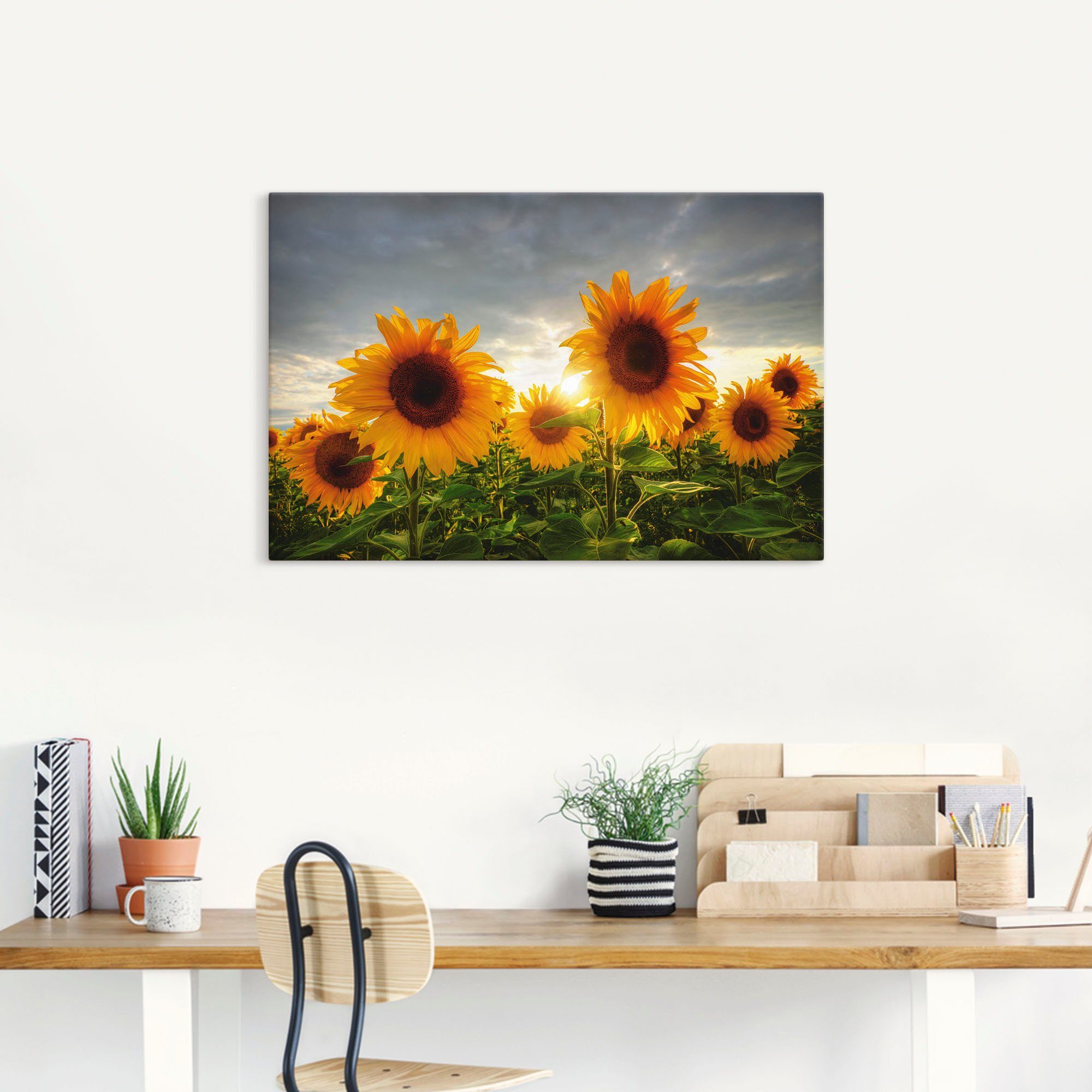 Artland Leinwandbild Sonnenblumen II, Blumen (1 St), auf Holzrahmen gespannt