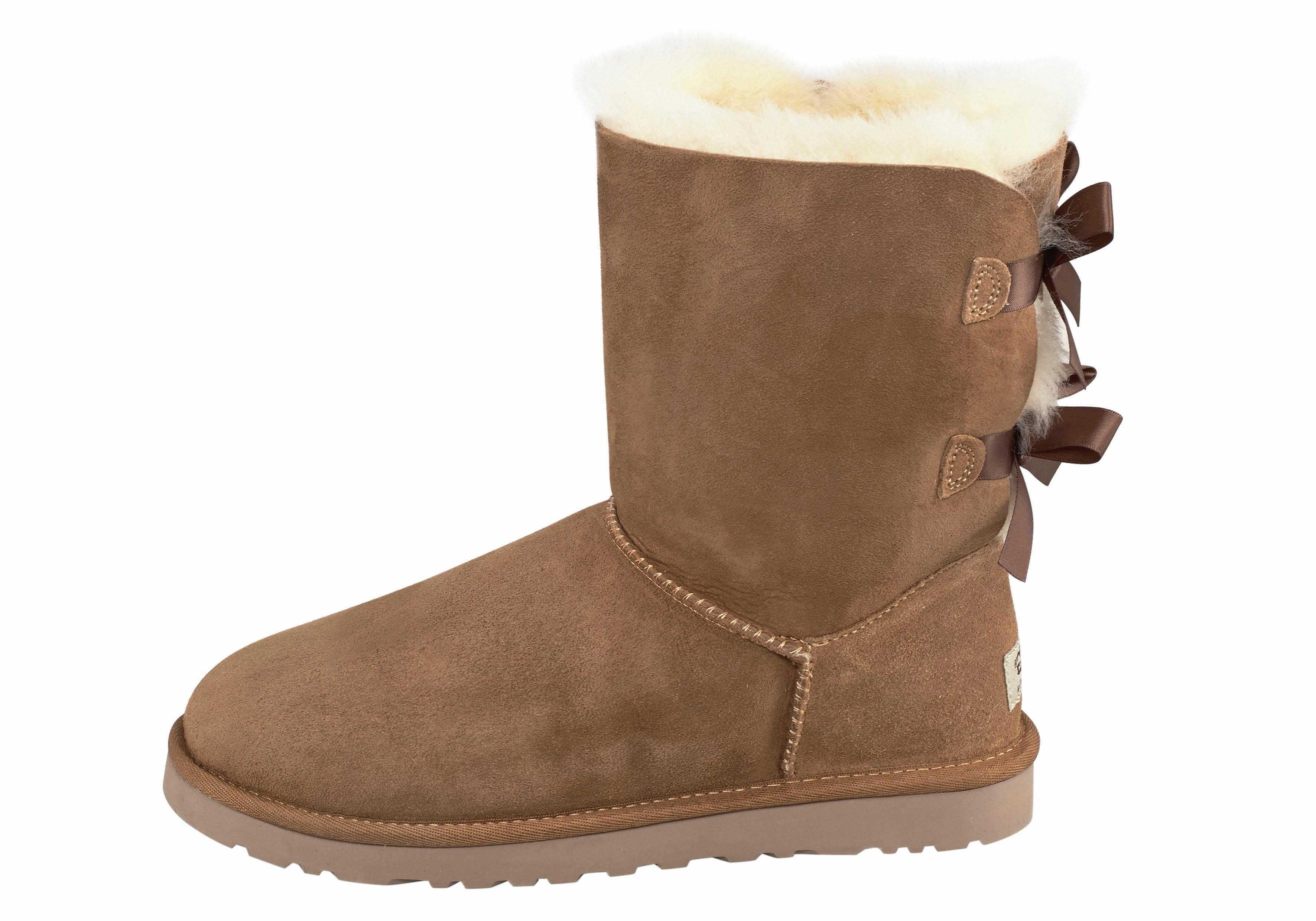 Bow Schaft hinten am UGG mit 2 Satinschleifen Schlupfboots Bailey chestnut