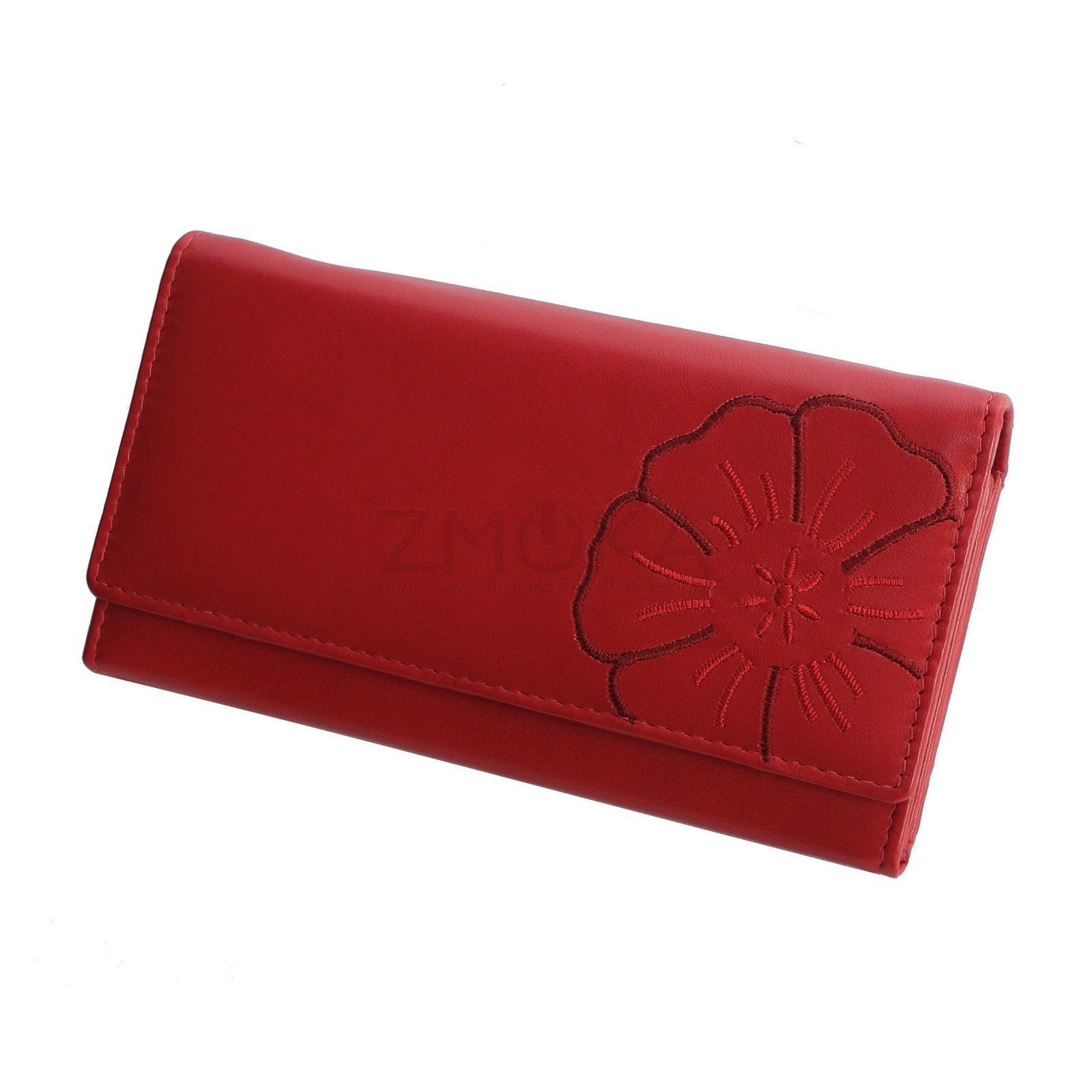 BRANCO Geldbörse Branco - Leder Blumen mit Damen Geldbörse Geldbeutel Portemonnaie Auswahl Rot
