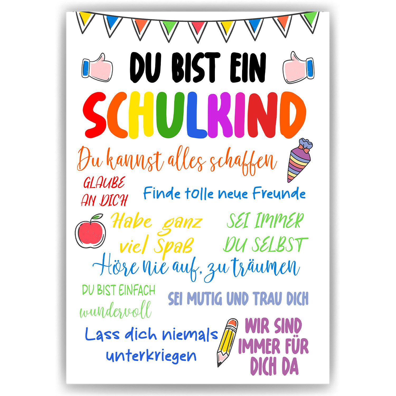 Tigerlino Poster Schulkind Geschenk Einschulung Mädchen Jungen Einschulungsposter