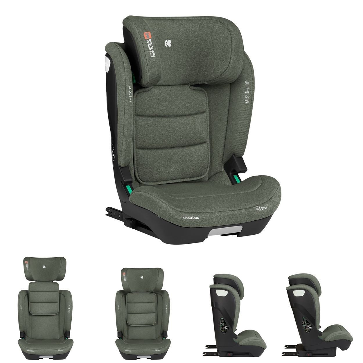 Kikkaboo Kindersitzerhöhung Kindersitz i-Scout i-Size, ab: 4, bis: 12, (100 - 150 cm) Kopfstütze verstellbar Isofix