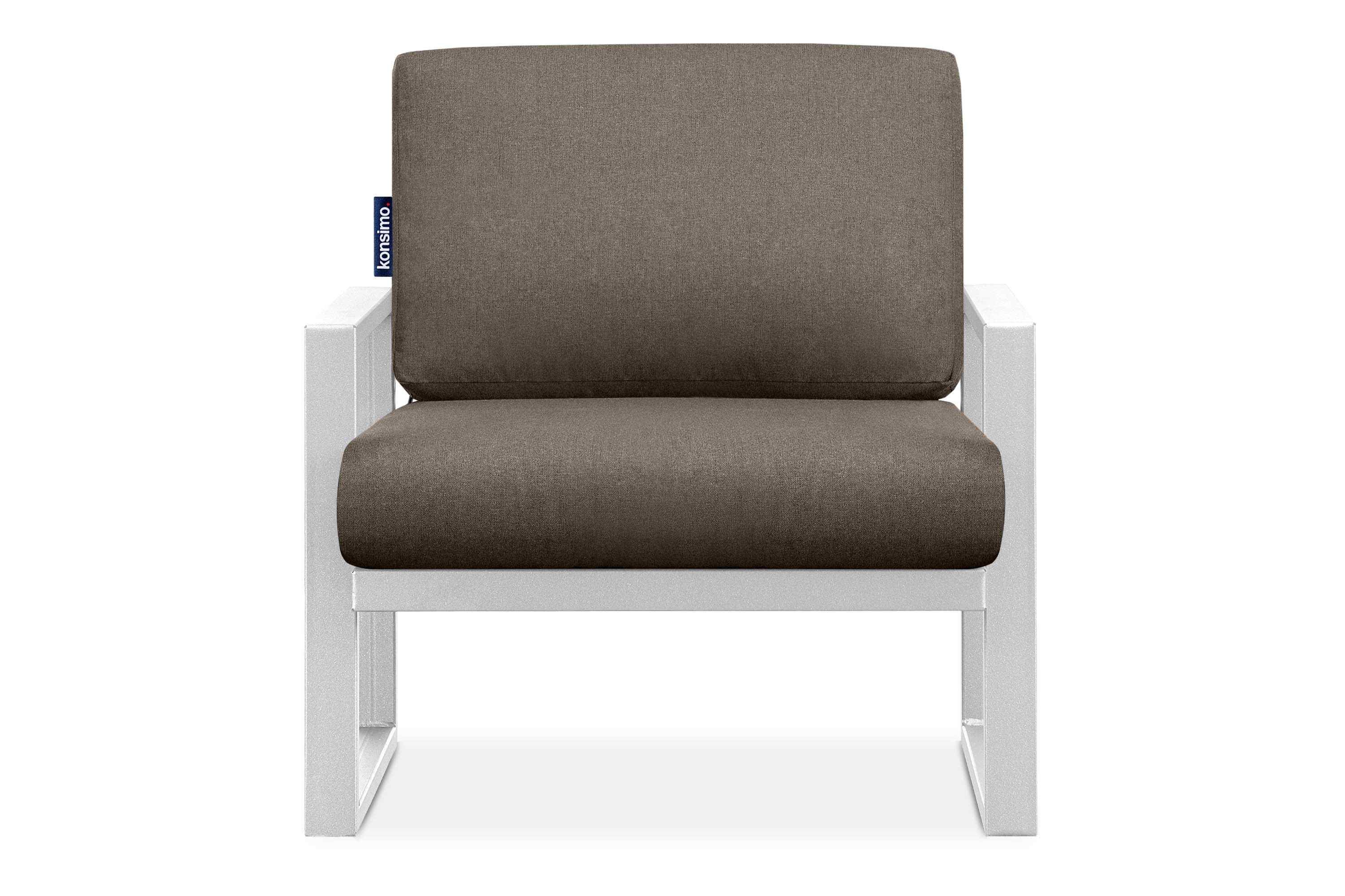 Konsimo Gartensessel FRENA und weiß/beige Sessel), pflegeleicht, Garten-Sessel Rückenkissen, UV-Beständigkeit schmutz- (1x wasserabweisend, Sitz- und bequeme