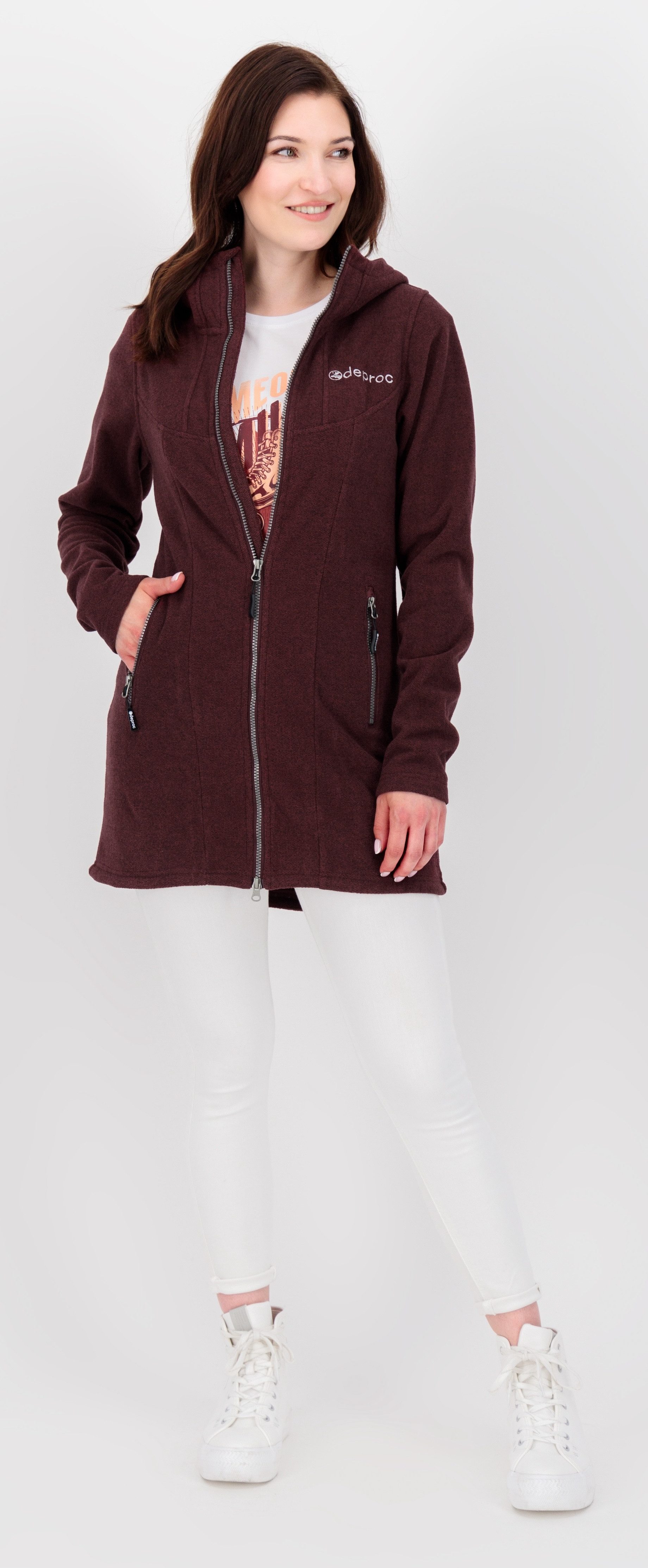 DEPROC Active Kurzmantel GLORY APRIL OS Strickfleecemantel, Fleecemantel auch in Großen Größen erhältlich