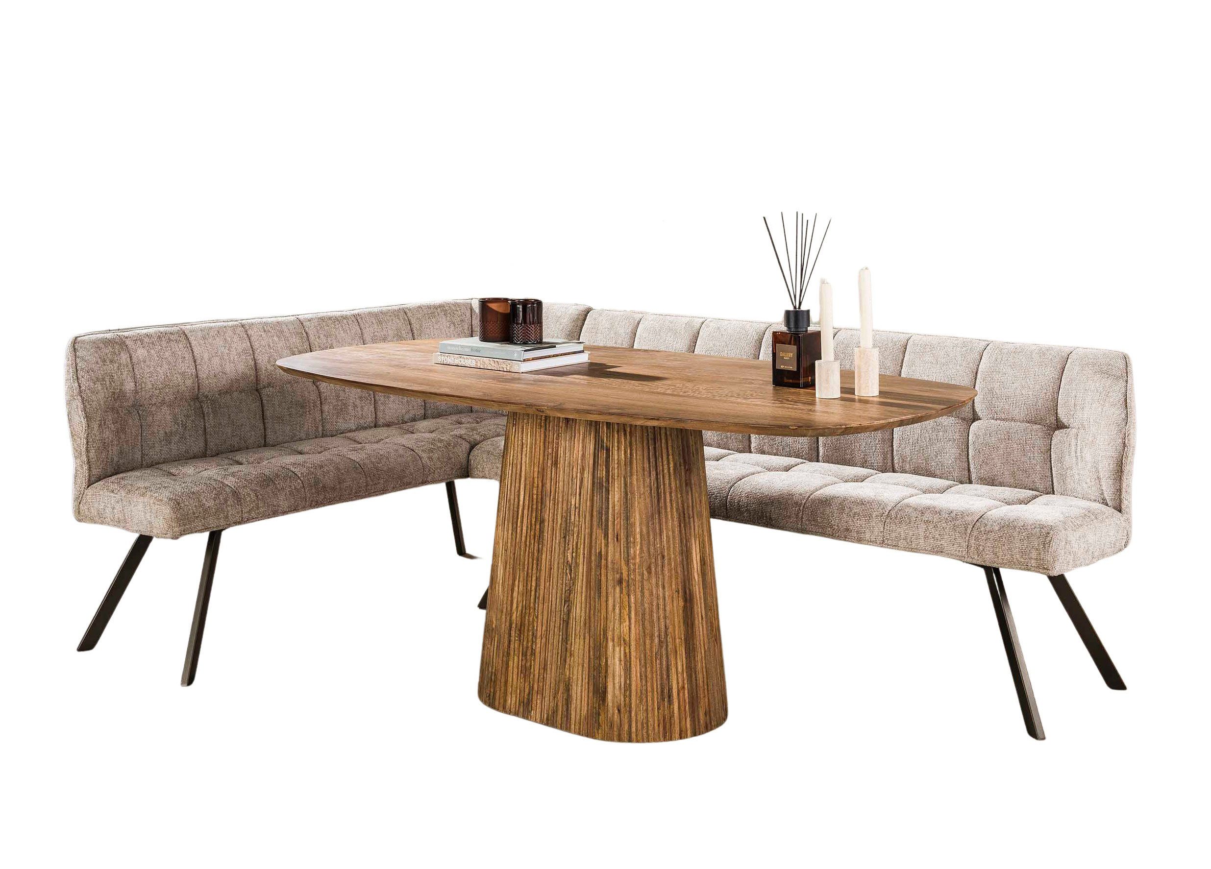 LEVEN Lifestyle Eckbank Eckbank RIGO Beige Chenille 242x165 cm gepolstert, Frei im Raum stellbar