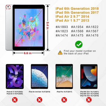 Fintie Tablet-Hülle für iPad 6. Gen 2018/ iPad 5. Gen 2017/ iPad Air 2/ iPad Air 9.7", Hülle mit Stifthalter und transparenter Hartschale auf der Rückseite