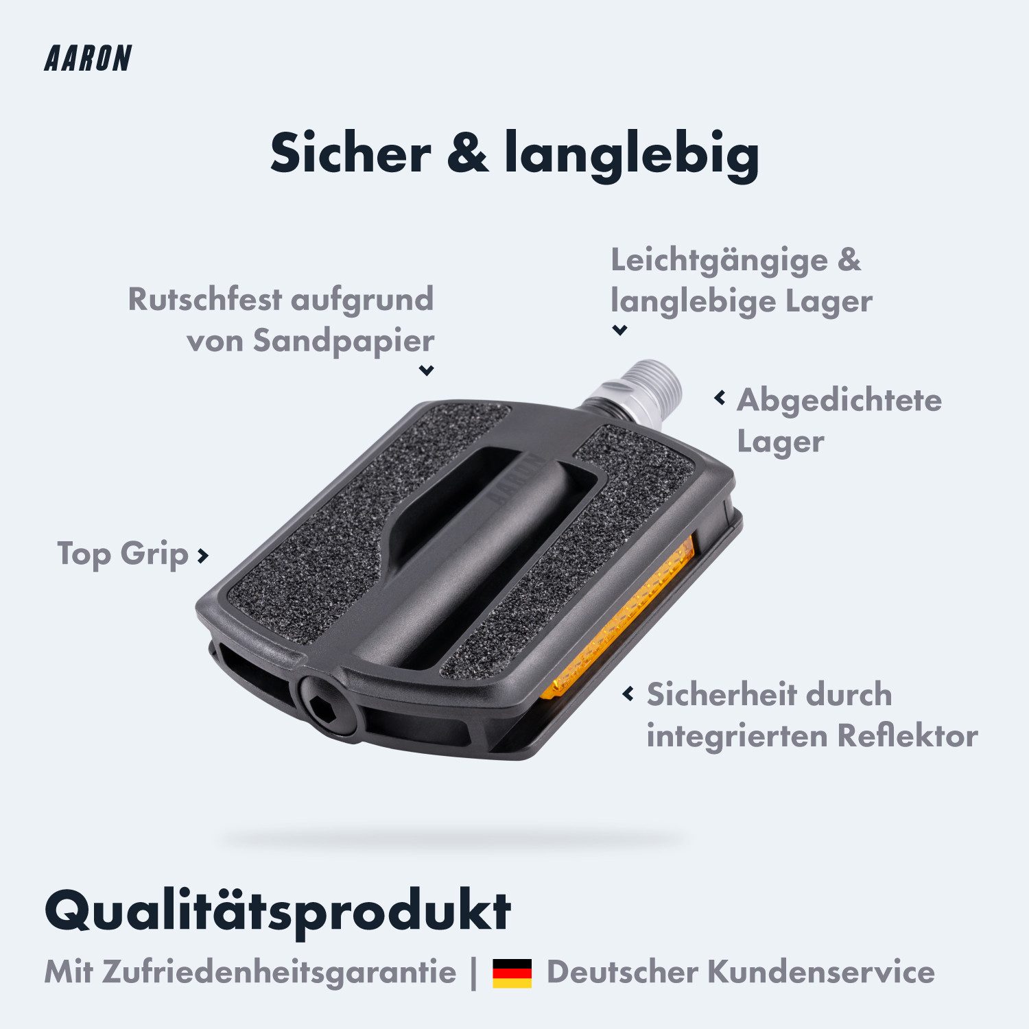AARON Fahrradpedale Urban 3.0 Pedale Schwarz Aluminium MTB Trekking Stadtrad 9/16 Zoll