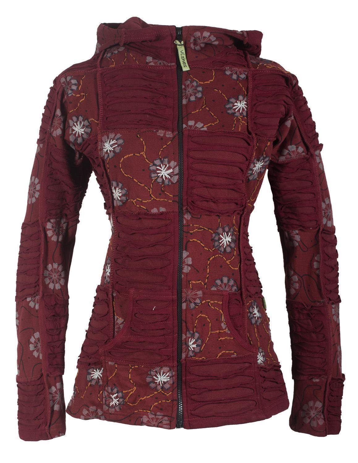 Vishes Kapuzensweatjacke Bestickte Blumen Patchworkjacke mit günstig online kaufen