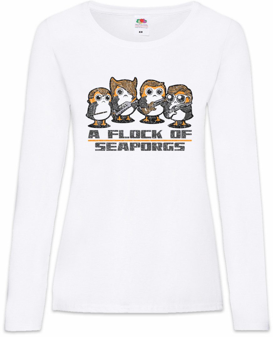 Langarmshirt A Flock Of Seaporgs Damen Langarmshirt Star Penguin Porg Porgs Wars