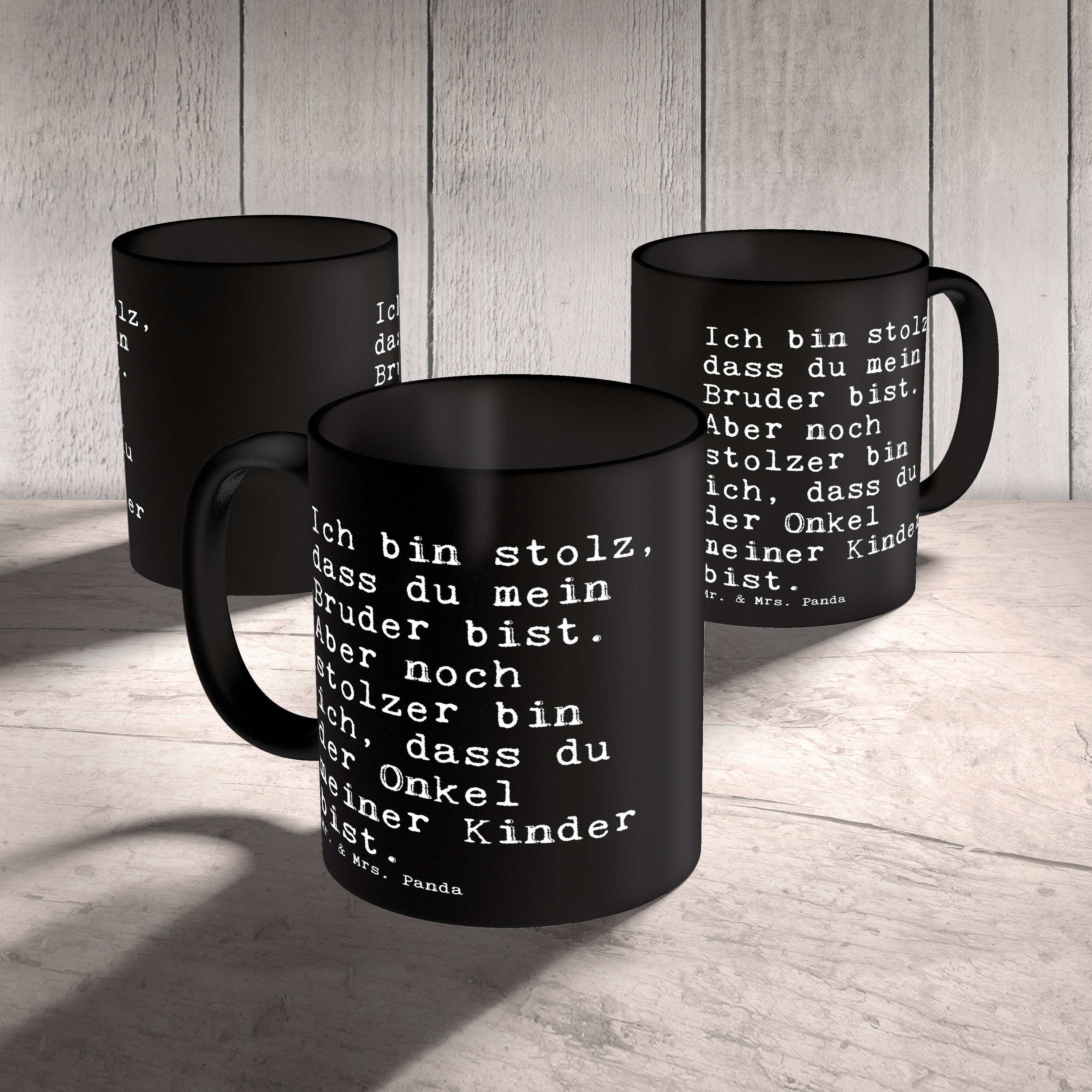 Mr. & dass... stolz, Ich Mrs. - Tasse Früh, Geschenk, - Kaffeetasse, Schwarz Panda Onkel, Schwarz bin Keramik