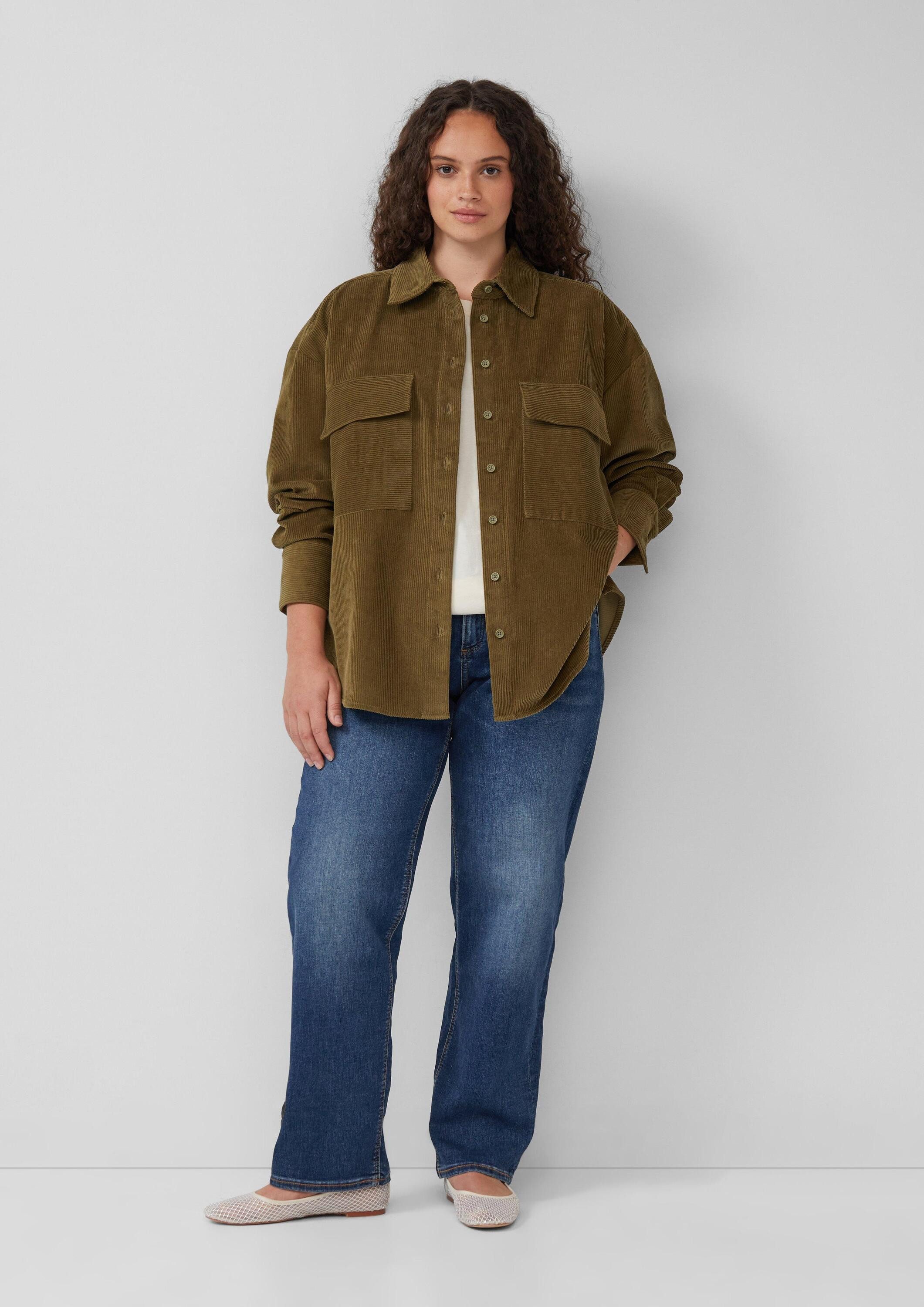 QS Langarmbluse Bluse Bluse aus Baumwollcord