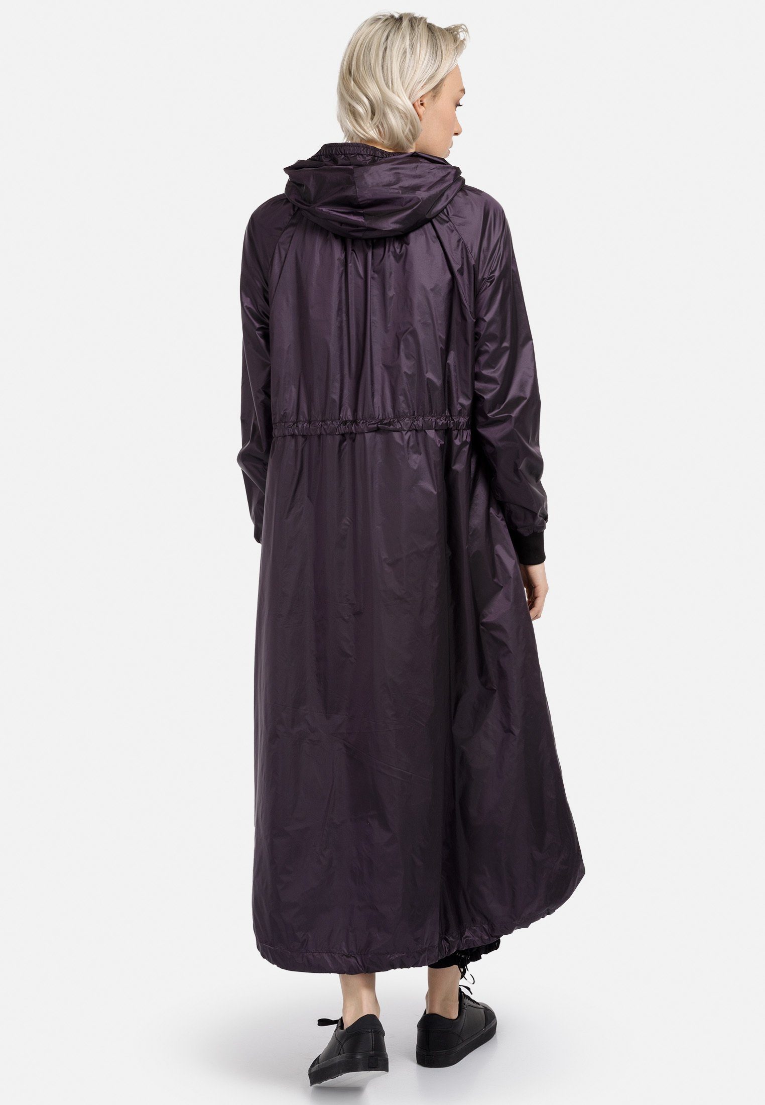 HELMIDGE Trenchcoat Langmantel lila Metallic-Optik in