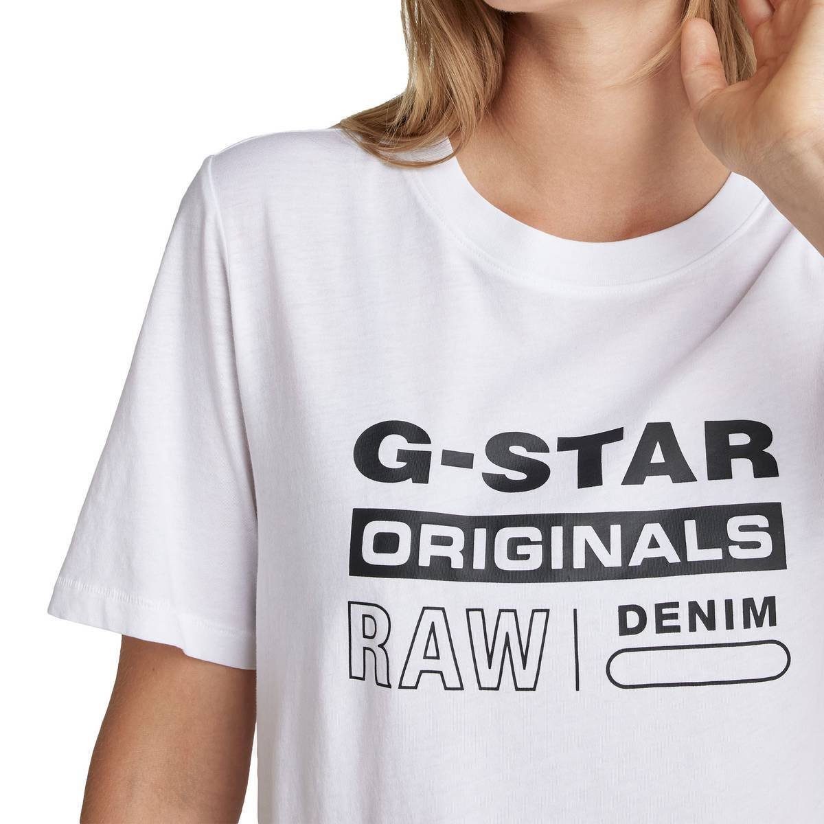 - RAW T-Shirt G-Star Originals Label Damen Fit T-Shirt Weiß Regular