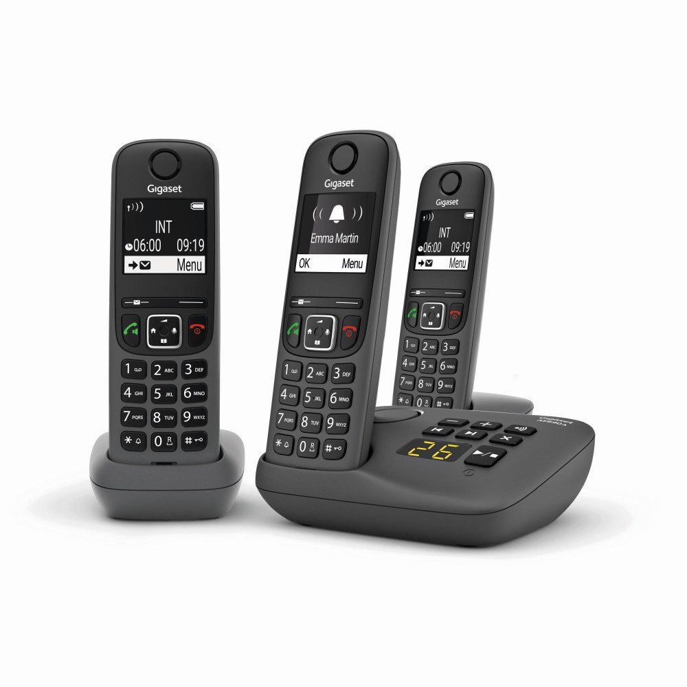 Gigaset AE690A Trio Anthrazit Schnurloses Telefon Schnurloses DECT-Telefon