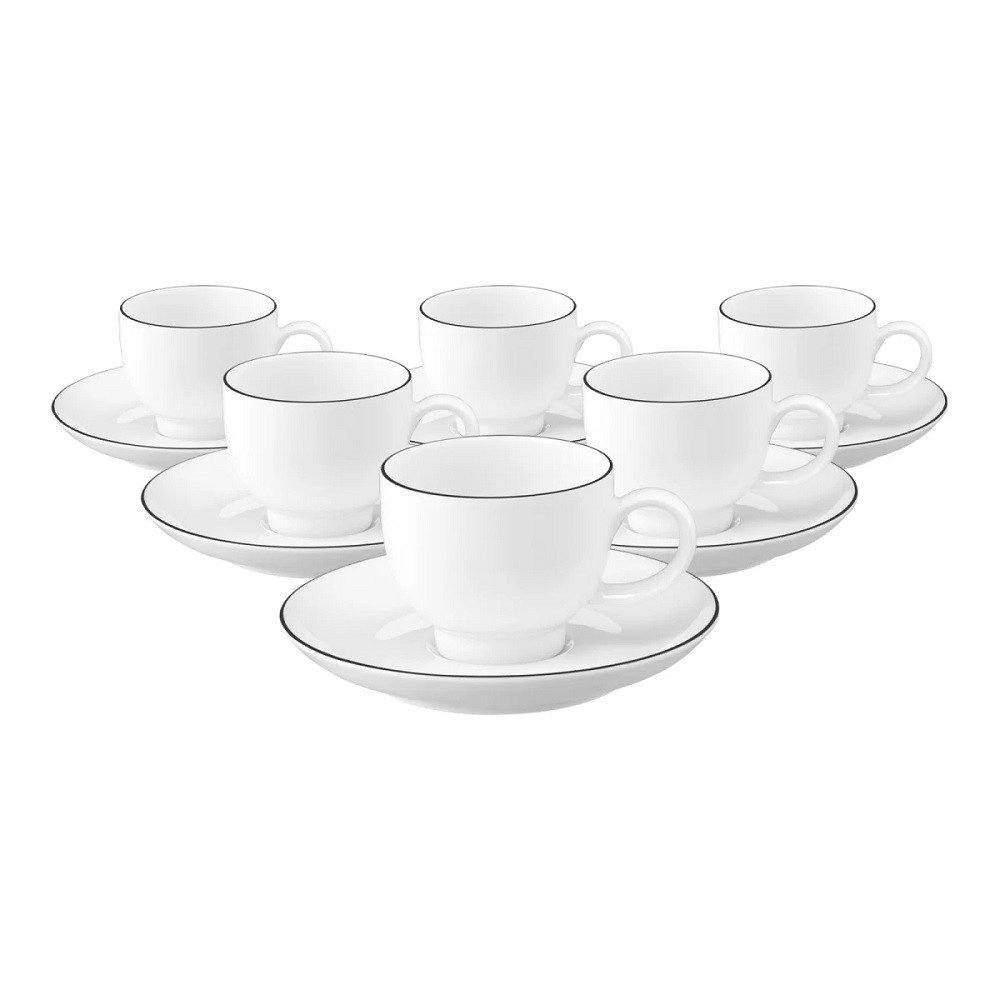Seltmann Weiden Espressotasse Seltmann Weiden Lido Black Line Espressotasse 0,09 l + Untertasse 6er, Porzellan