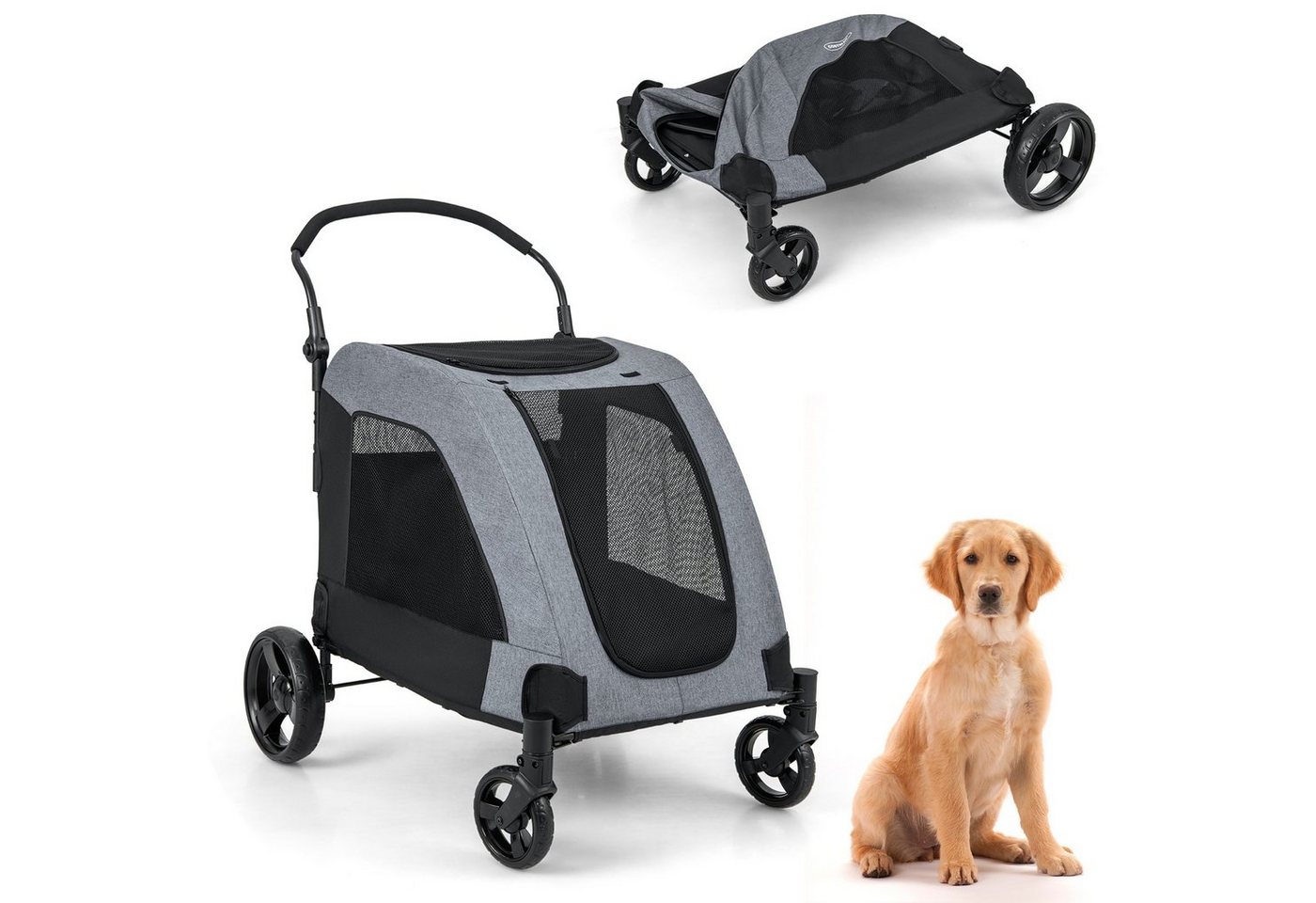 Thumbnail - COSTWAY Hundebuggy, klappbarer Hundewagen, bis 60kg