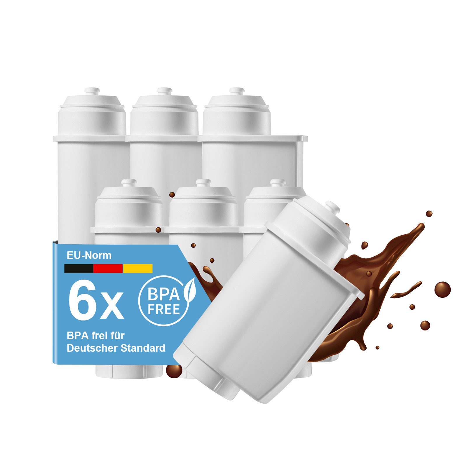 Filswa Фильтры для воды für Siemens EQ Series, EQ5, EQ6, EQ7, EQ9, für Brita Intenza 575491, Zubehör für alle Kaffeevollautomaten der EQ Reihe: EQ3/5/6 Plus/7/8/9, Siemens TZ70003, TCZ70003, Bosch TCZ-7003, Ersatz für Brita Intenza Temial, 17000705; Bosch Vero, Der erstklassige Ionenaustauscher und die granulöse Aktivkohle