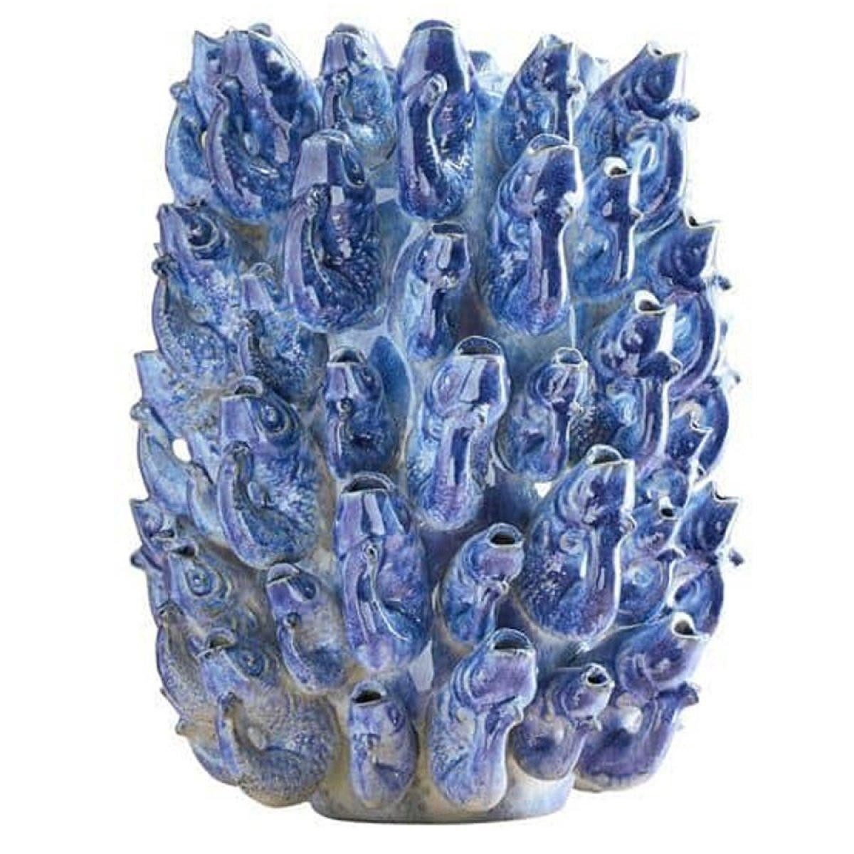 Werner Voß Dekovase Vase Fischschwarm Blau