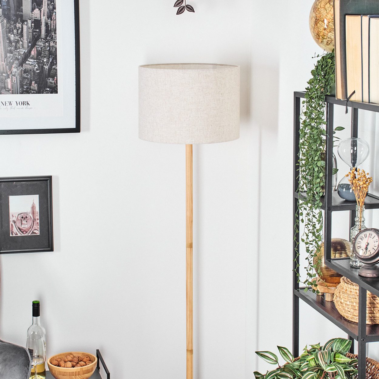 hofstein Stehlampe Stehlampe aus Holz/Metall und günstig online kaufen