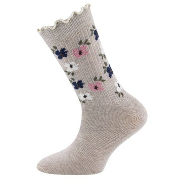 Ewers Socken Socken Blümchen/Rüsche (3-Paar)