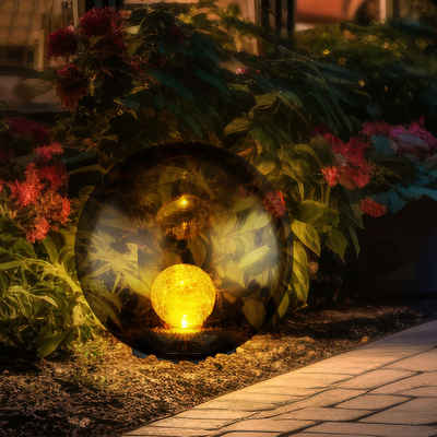 Globo Gartenleuchte, LED-Leuchtmittel fest verbaut, Warmweiß, Kugel Solarleuchten für den Garten rund LED Solar Gartenleuchten Kugel