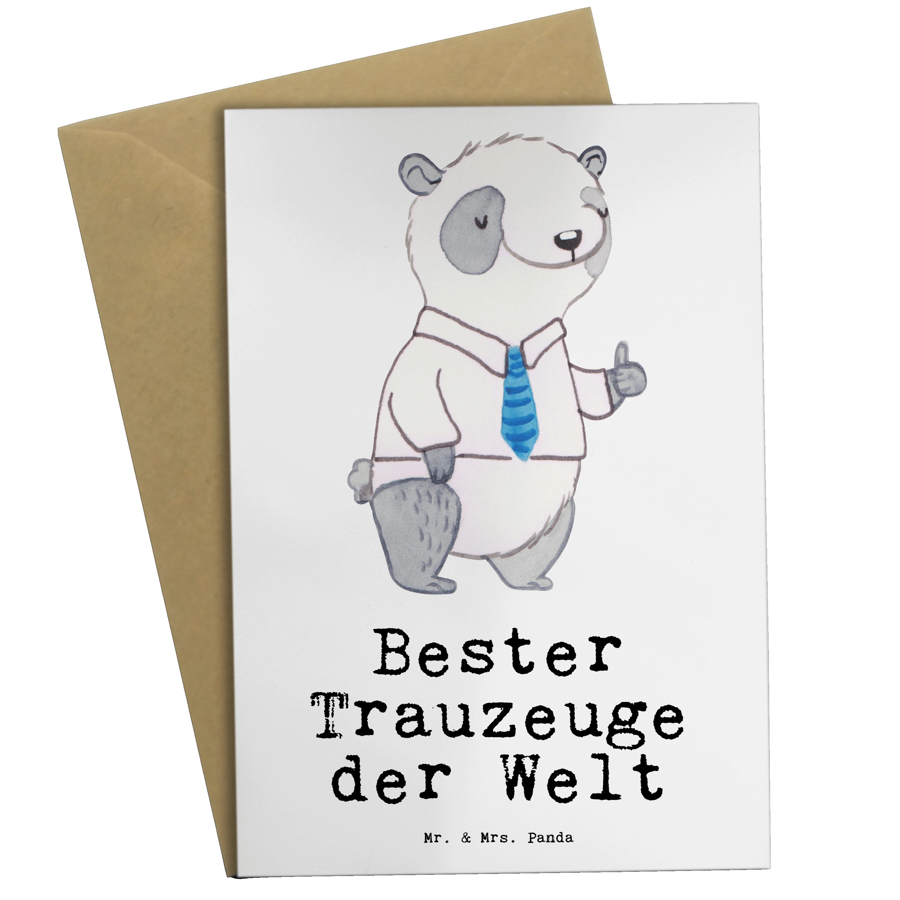 Mr. & Mrs. Panda Grußkarte Panda Bester Trauzeuge der Welt - Weiß - Geschenk, Hochzeit, Trauung