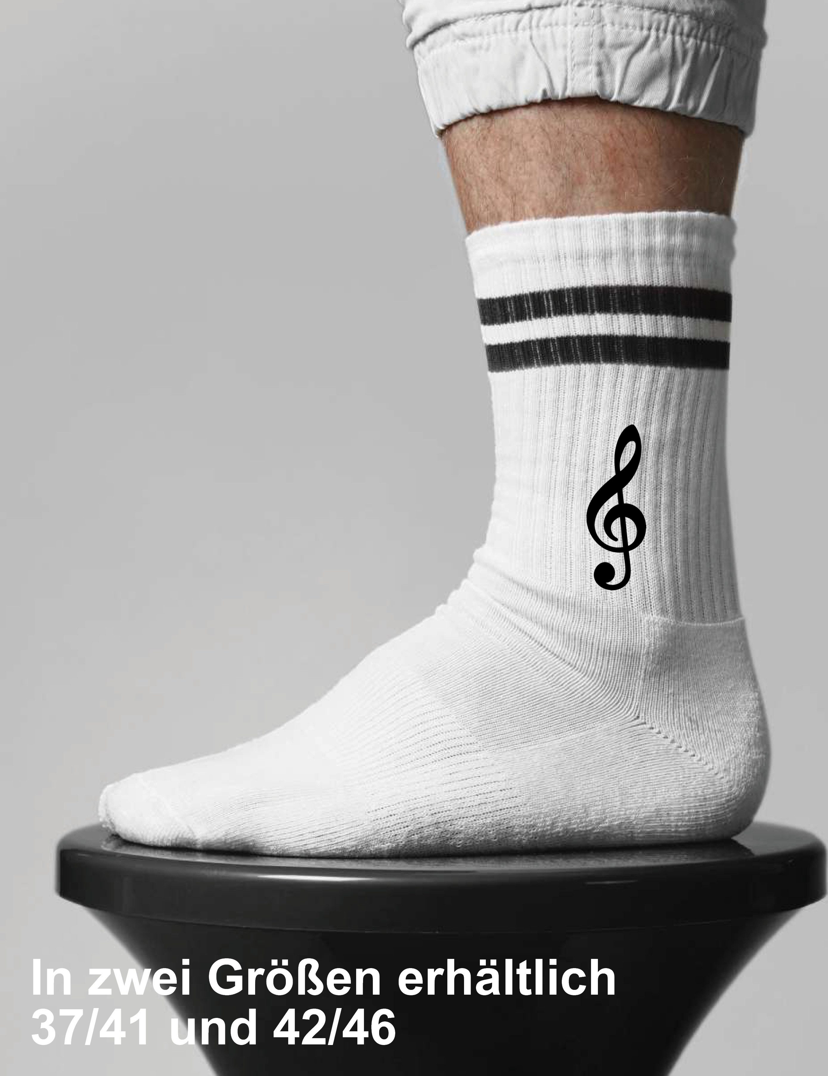 Youth Designz Tennissocken Unisex Socken "Notenschlüssel" Aufdruck lustig Geschenk Statement mit verstärkter Verse und Zehenbereich