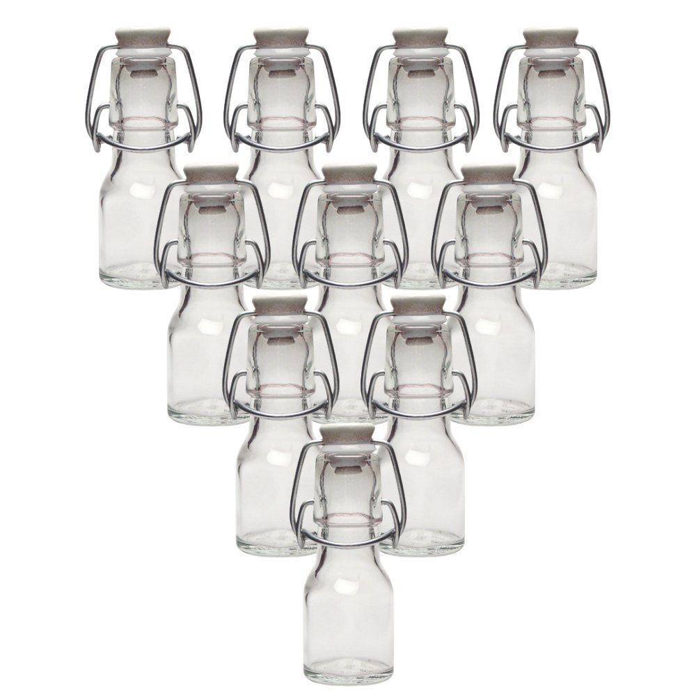 mikken Trinkflasche Mini Bügelflaschen 50 ml Set kleine Glasflaschen mit Bügelverschluss