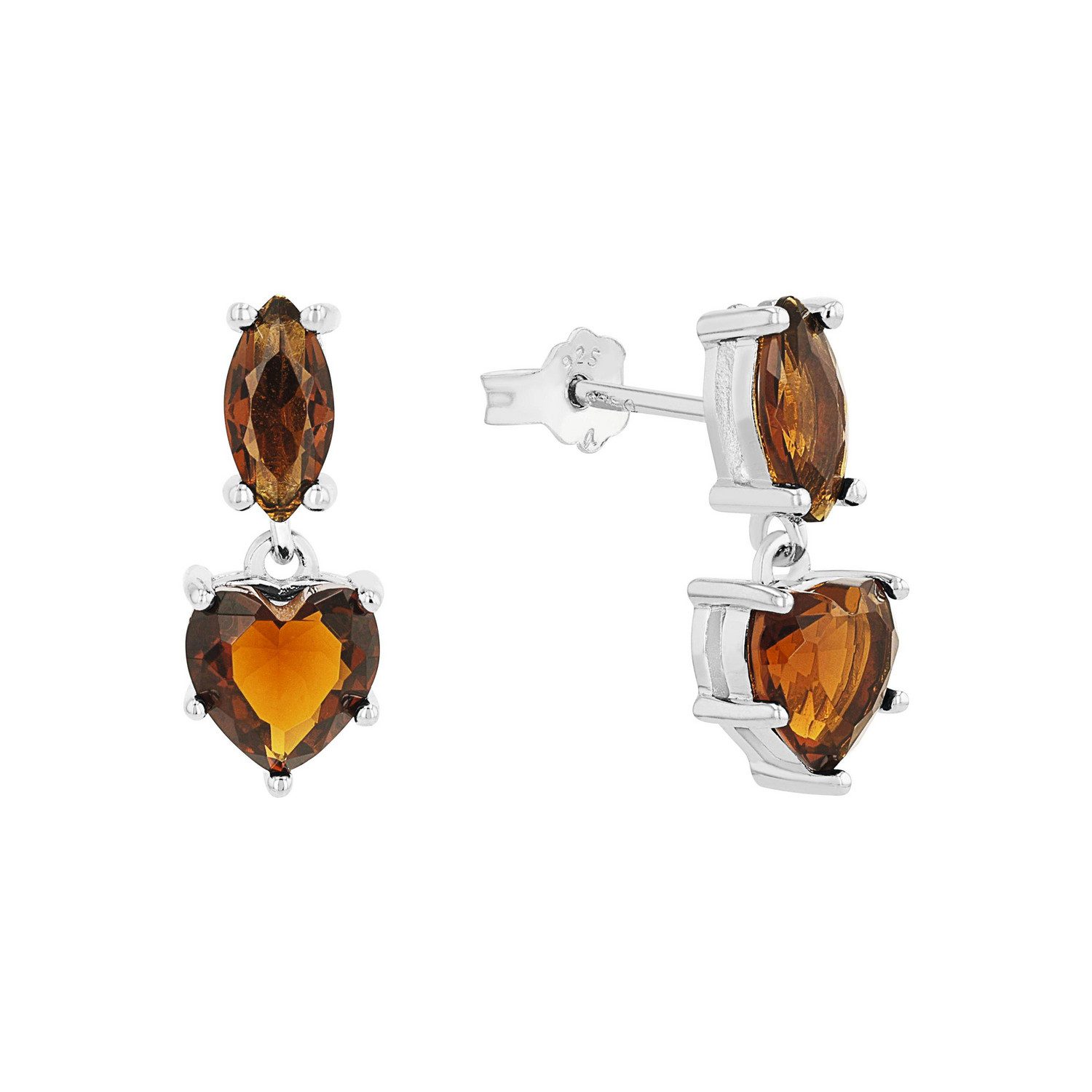 Amor Paar Ohrstecker Schmuck Geschenk, Herz, mit Glasstein