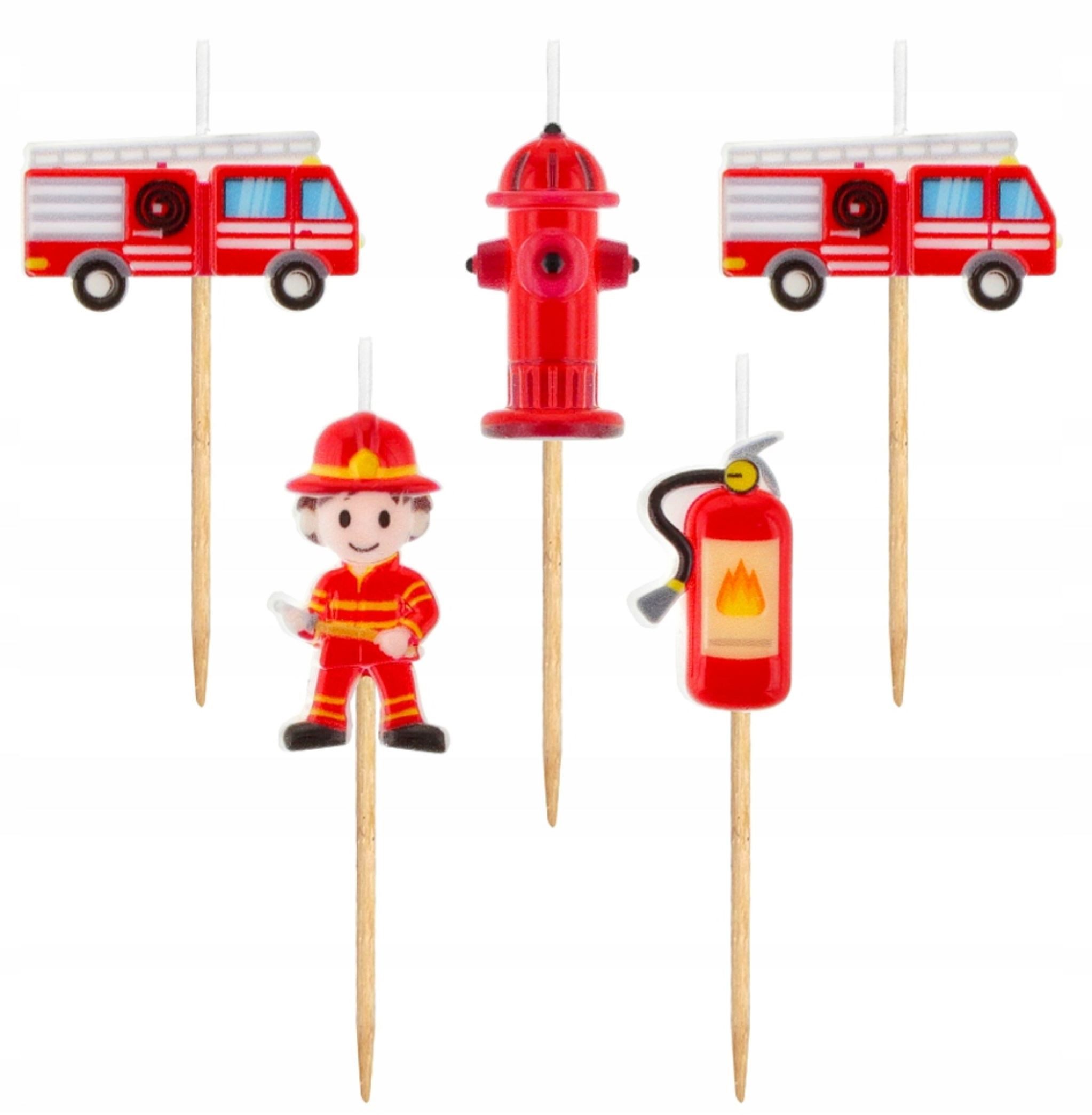 Festivalartikel Geburtstagskerze Geburtstagskerzen Feuerwehr-Motiv, 5 Stück, 3-3,5 cm
