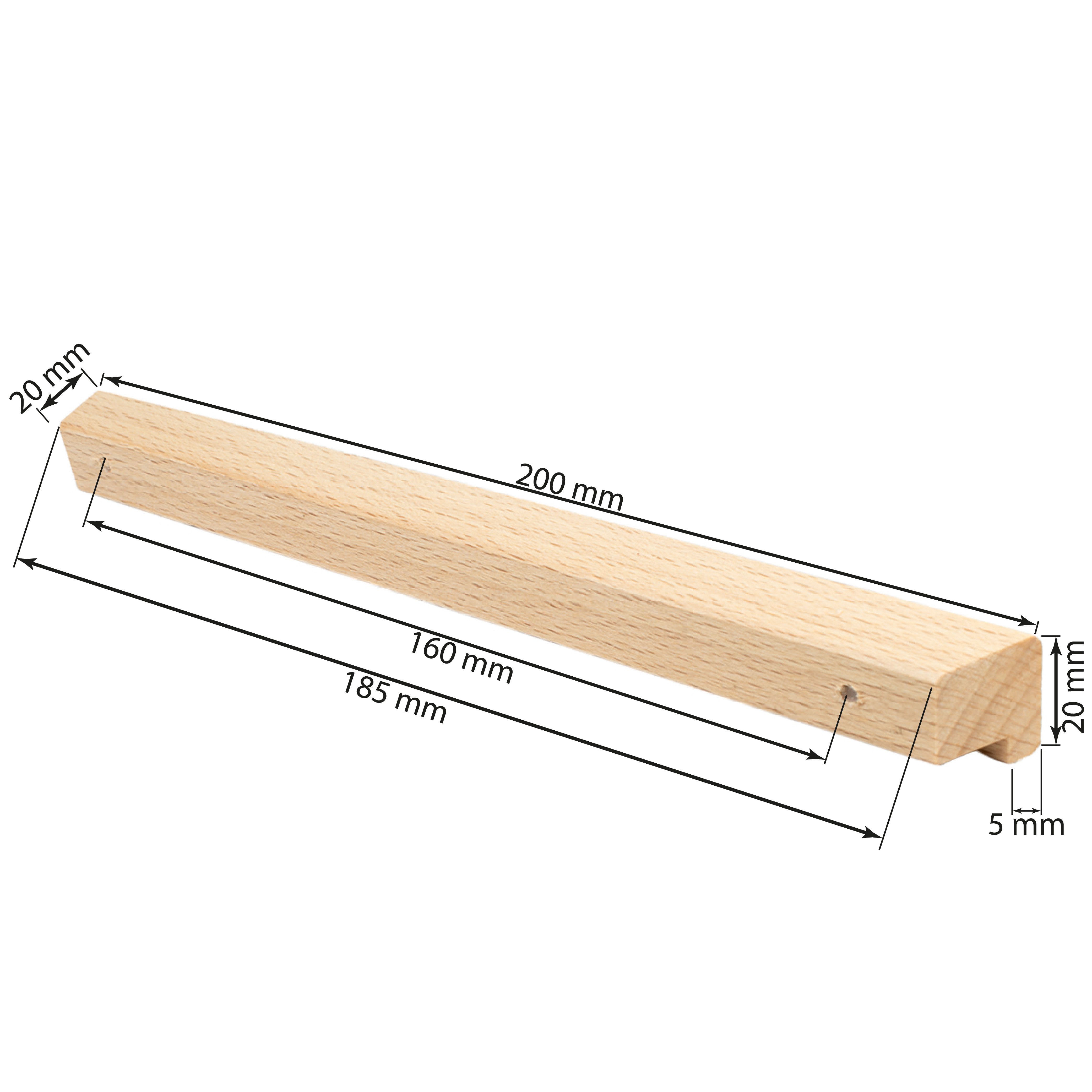 Prima-Online Möbelgriff Möbelgriff aus Holz Massiver Schrankgriffe 20cm Rohholz/Schwarz (1-St)
