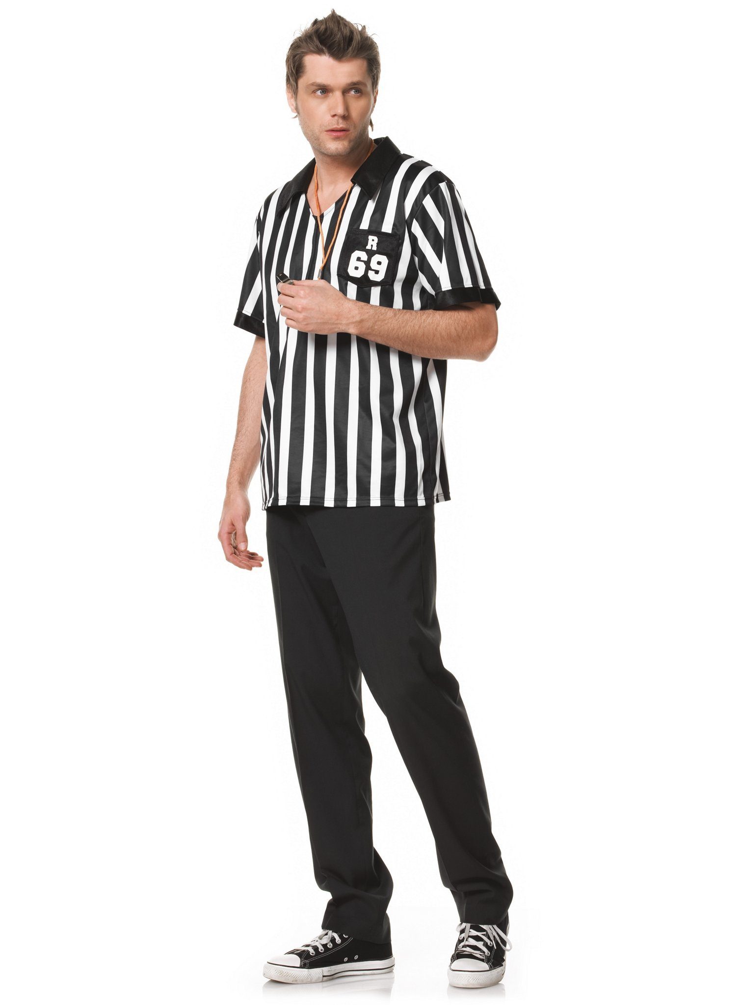 Leg Avenue Kostüm Schiri, Lässiges Schiedsrichterhemd mit Trillerpfeife