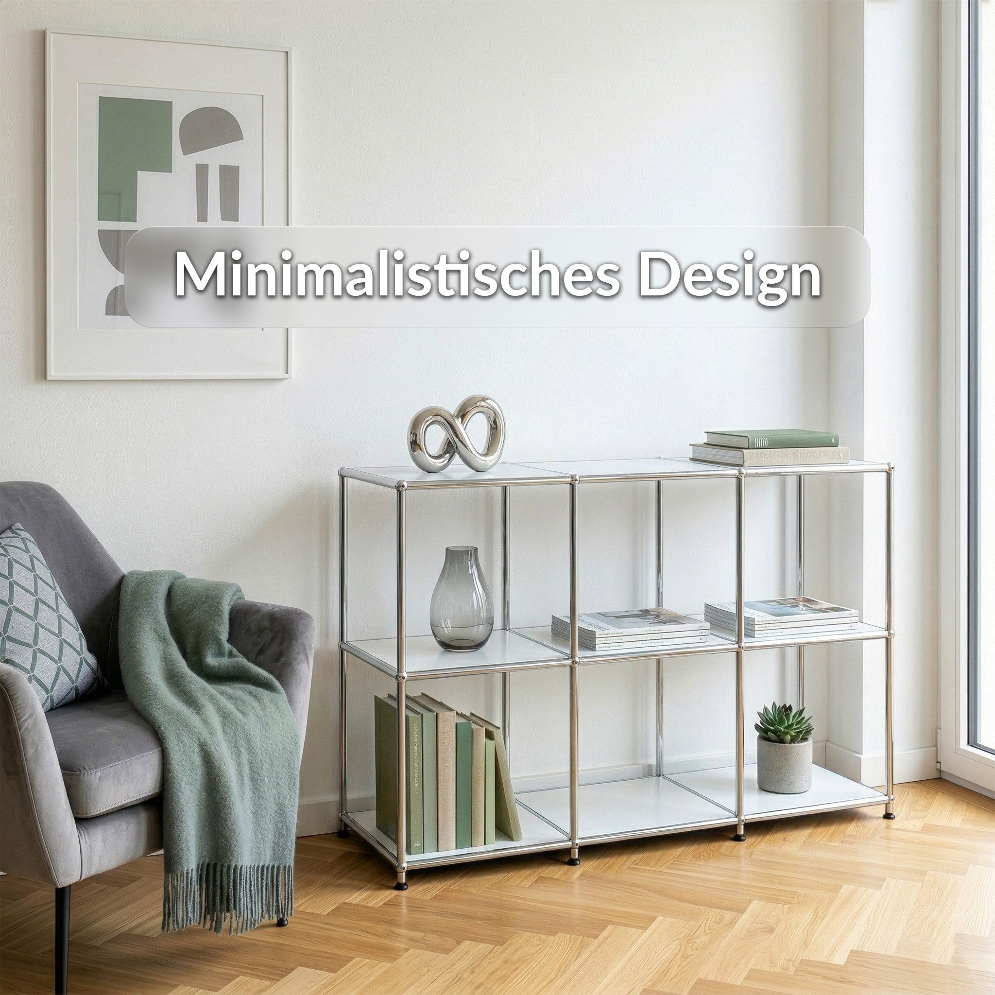 Kubus Standregal Urban Pure MK-018, Ablagen Sideboard Lowboard Offenes Bücherregal, Einzelartikel, Offene Bauweise, breite Ablageflächen, höhenverstellbare Füße – Bild 3 von 5