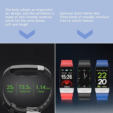 MicLee Smartwatch (1,14 Zoll, Andriod iOS), Armband EKG PPG Blutdruck Monitor Farbbildschirm Uhr Wasserdicht IP67
