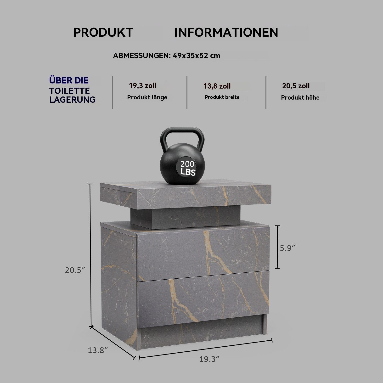 Celya Nachttisch LED Nachttisch Schranklampe modern mit 2 Schubladen, für S günstig online kaufen
