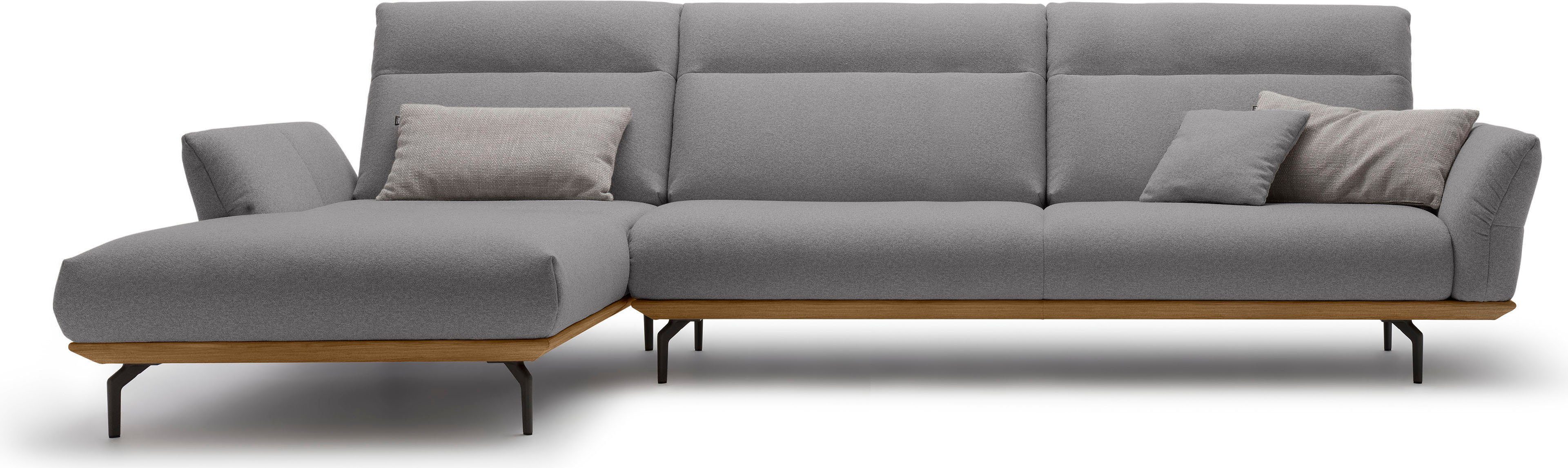 hülsta sofa Ecksofa hs.460, Sockel in Nussbaum, Winkelfüße in Umbragrau, Breite 338 cm