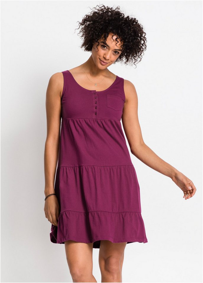 bonprix Jerseykleid für entspannte Sommertage, aus Baumwolle, lockere A-Linie, knielang