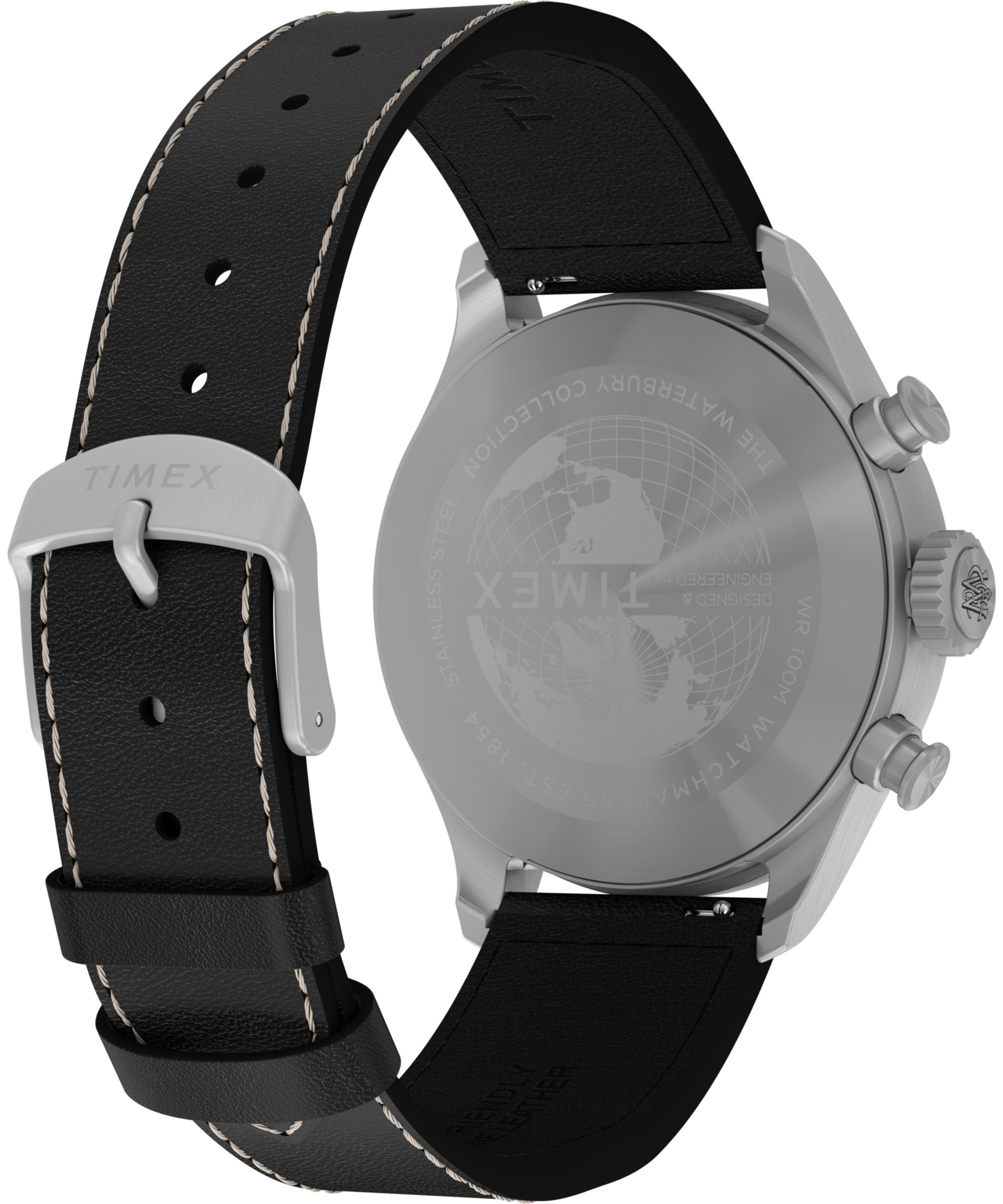Timex Chronograph WATERBURY ACE TW2Y19000AJ, Quarzuhr, Armbanduhr, Herrenuhr, Lederarmband, Stoppfunktion, Datum