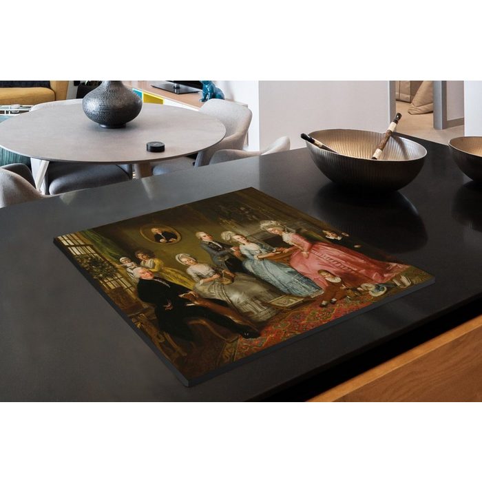MuchoWow Herdblende-/Abdeckplatte Die Familie von Jan van Loon - Gemälde von Adriaan de Lelie Vinyl (1 tlg) Mobile Arbeitsfläche nutzbar Ceranfeldabdeckung ZR10703