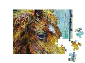 puzzleYOU Puzzle Kunstgemälde: Pferdeauge, 48 Puzzleteile, puzzleYOU-Kollektionen Kunst & Fantasy