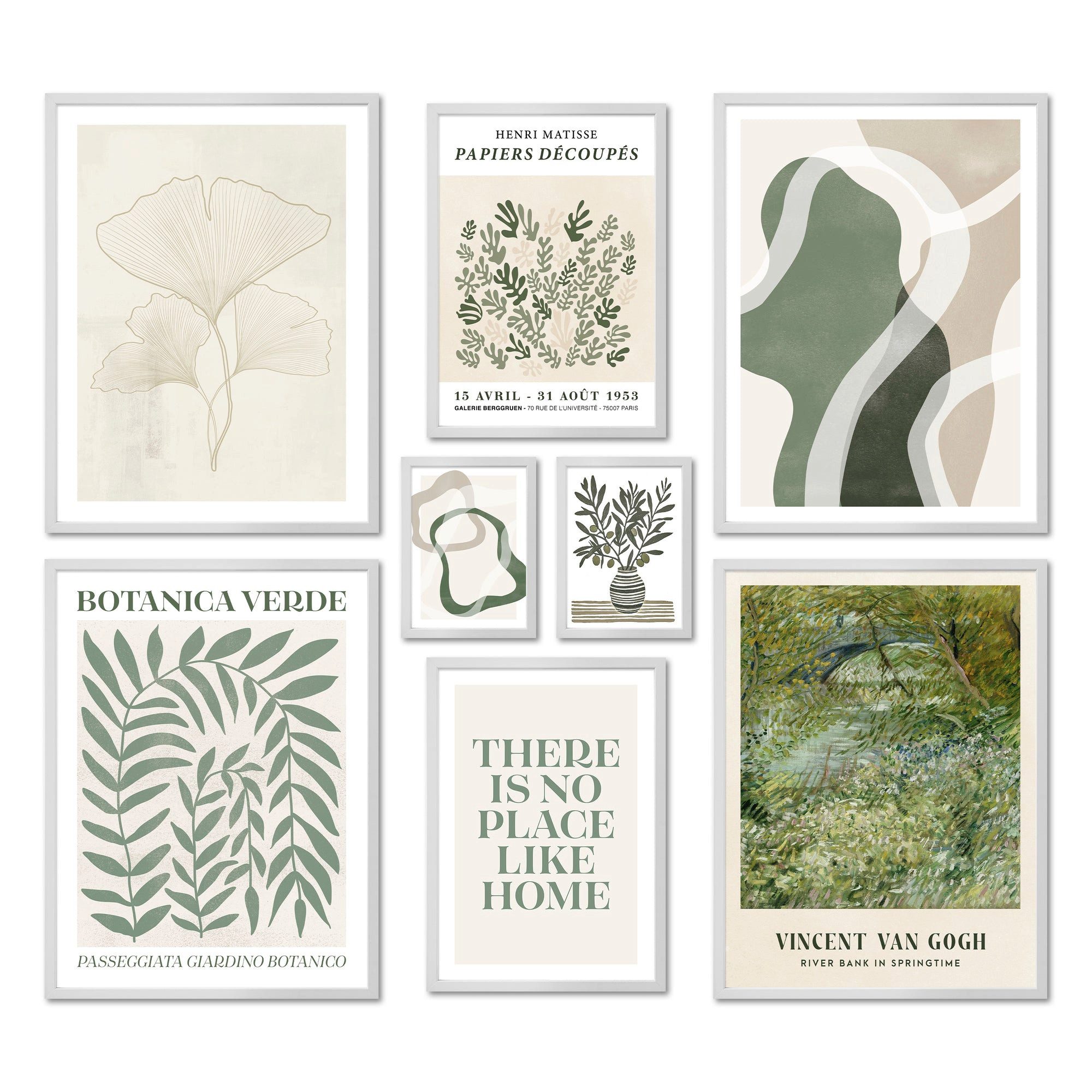 Bilder-Collage Poster Set - Botanica Verde - Deko Wandbilder natur, beige, grün, grün