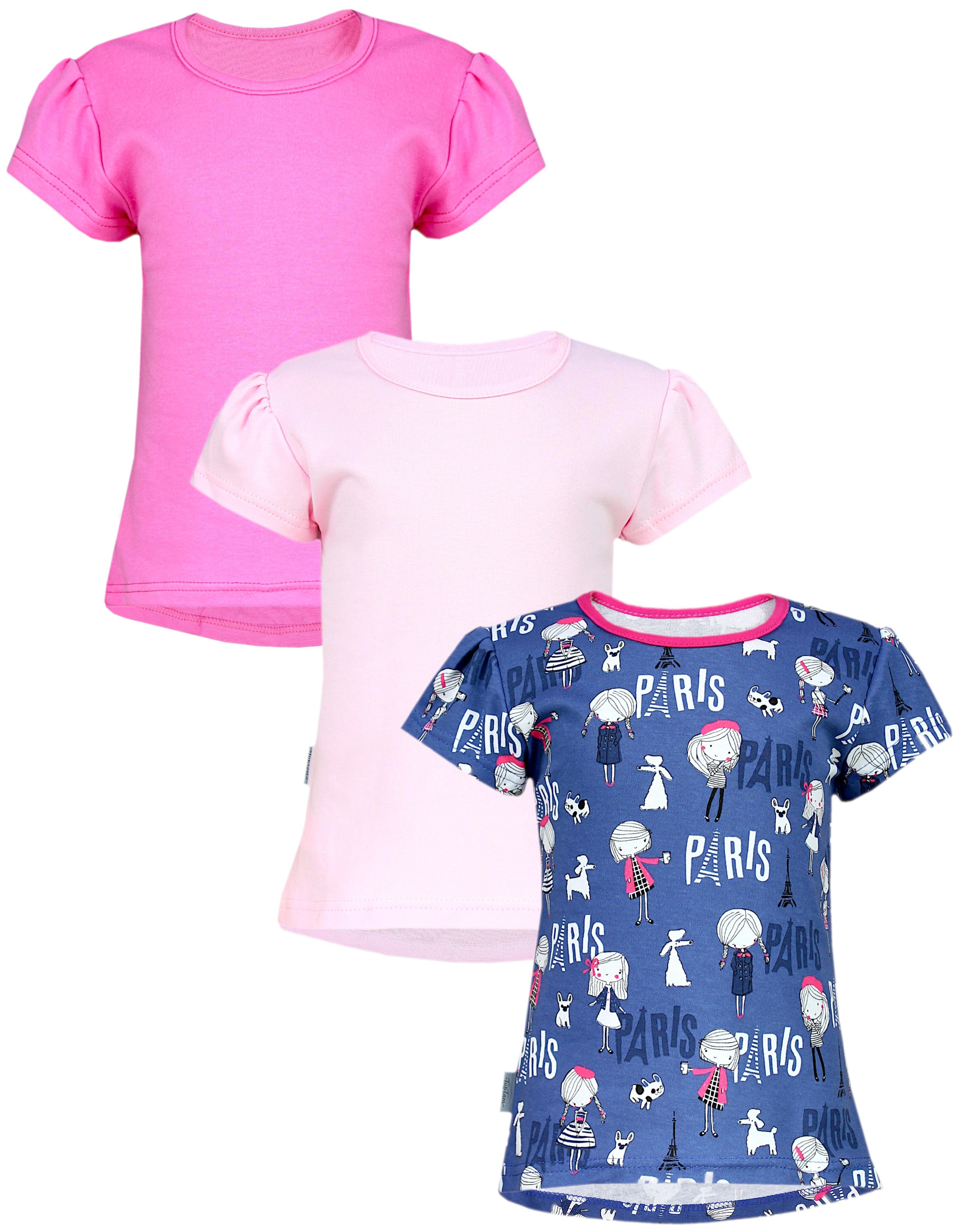 TupTam T-Shirt Baby Mädchen Sommer Kurzarm Shirt Tunika Kleinkind T-Shirt 3er Pack (3-tlg)