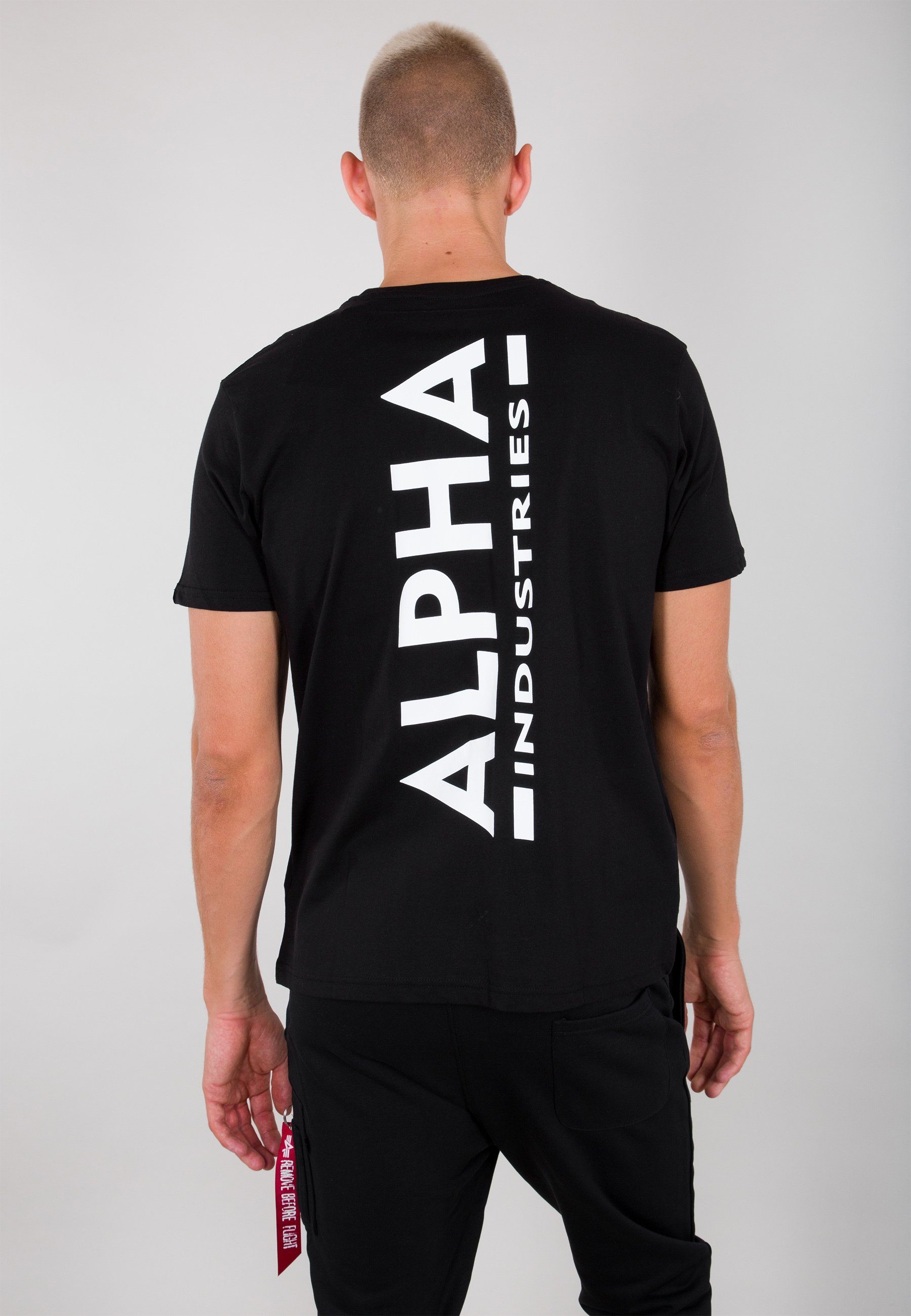 black Alpha Industries Men Industries T-Shirts Alpha - T-Shirt Backprint T