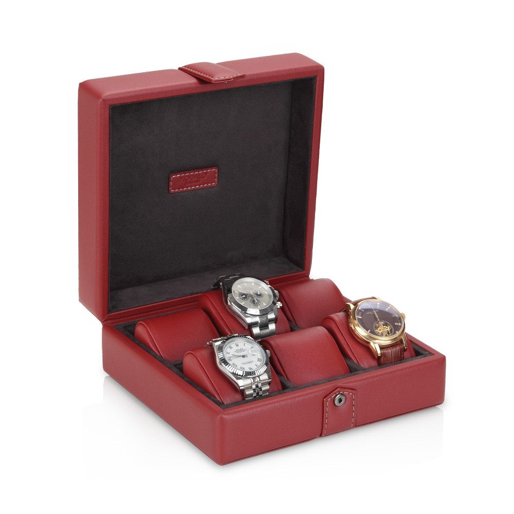 MODALO Uhrenbox GALLANTE 6 Uhren (Uhrenbox Uhrenkasten Uhren Aufbewahrung, Uhrenboxen 6 Uhren)