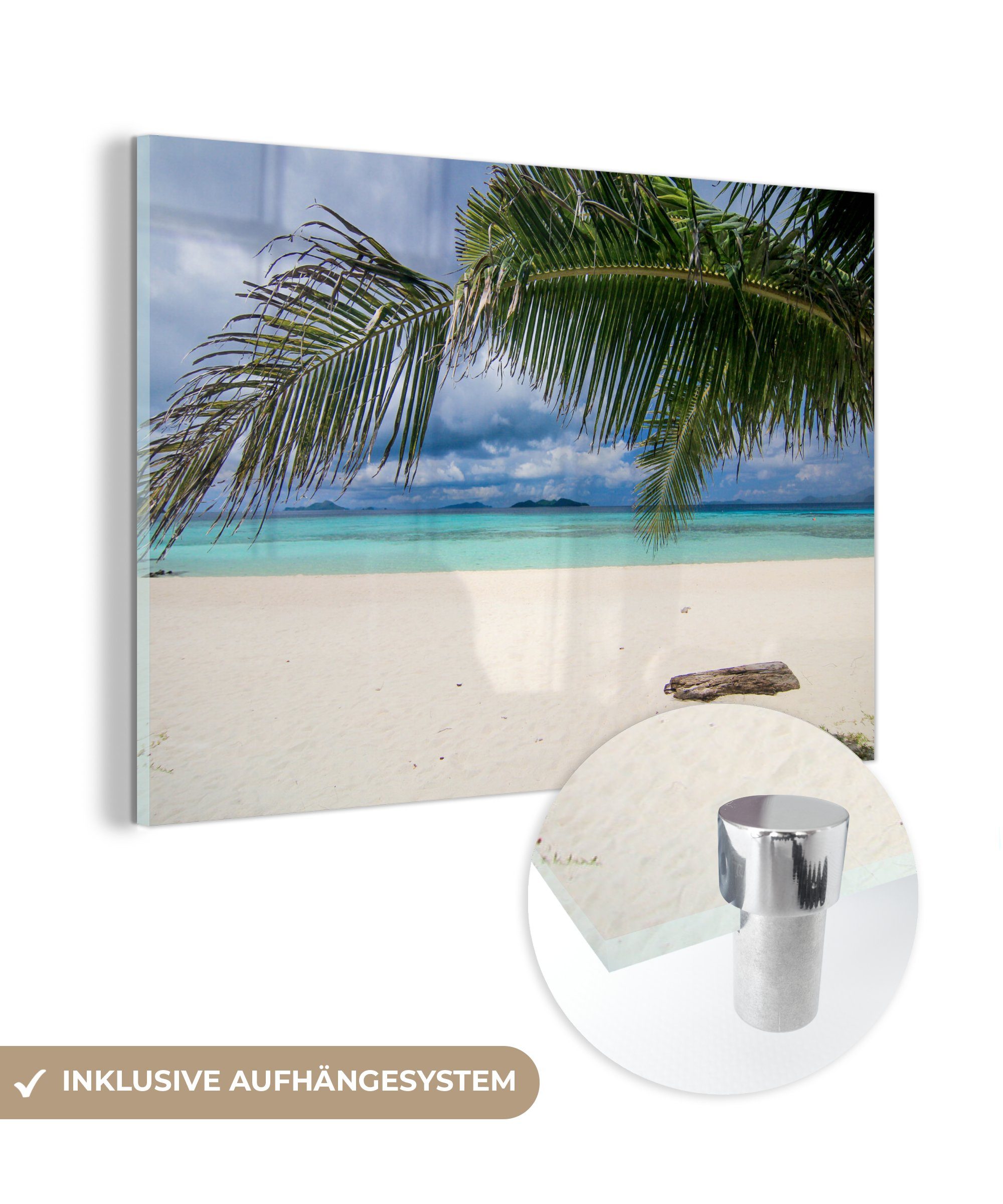 MuchoWow Acrylglasbild Ruhiger und schöner weißer Strand der Insel Coron, (1 St), Acrylglasbilder Wohnzimmer & Schlafzimmer