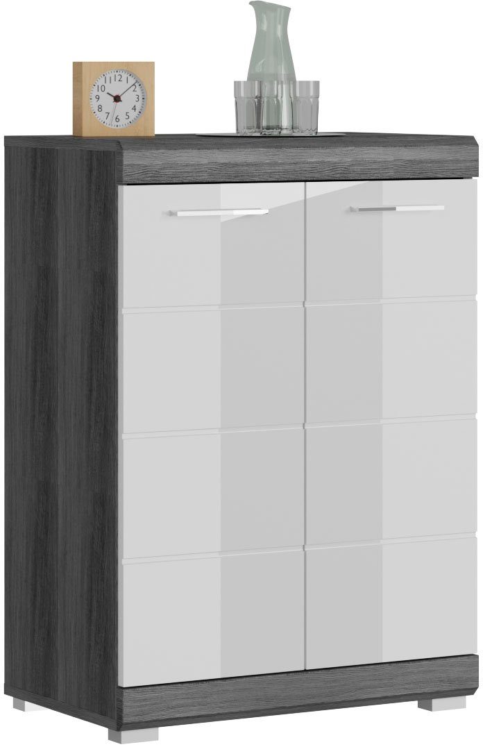 Home affaire Kommode SIENA, Breite 60 cm, 2 Türen, 2 Einlegeböden, 3 Fächer (hochwertige Rillenfräsung in MDF Front), Schuhkommode, Schuhschrank, Anrichte, Sideboard