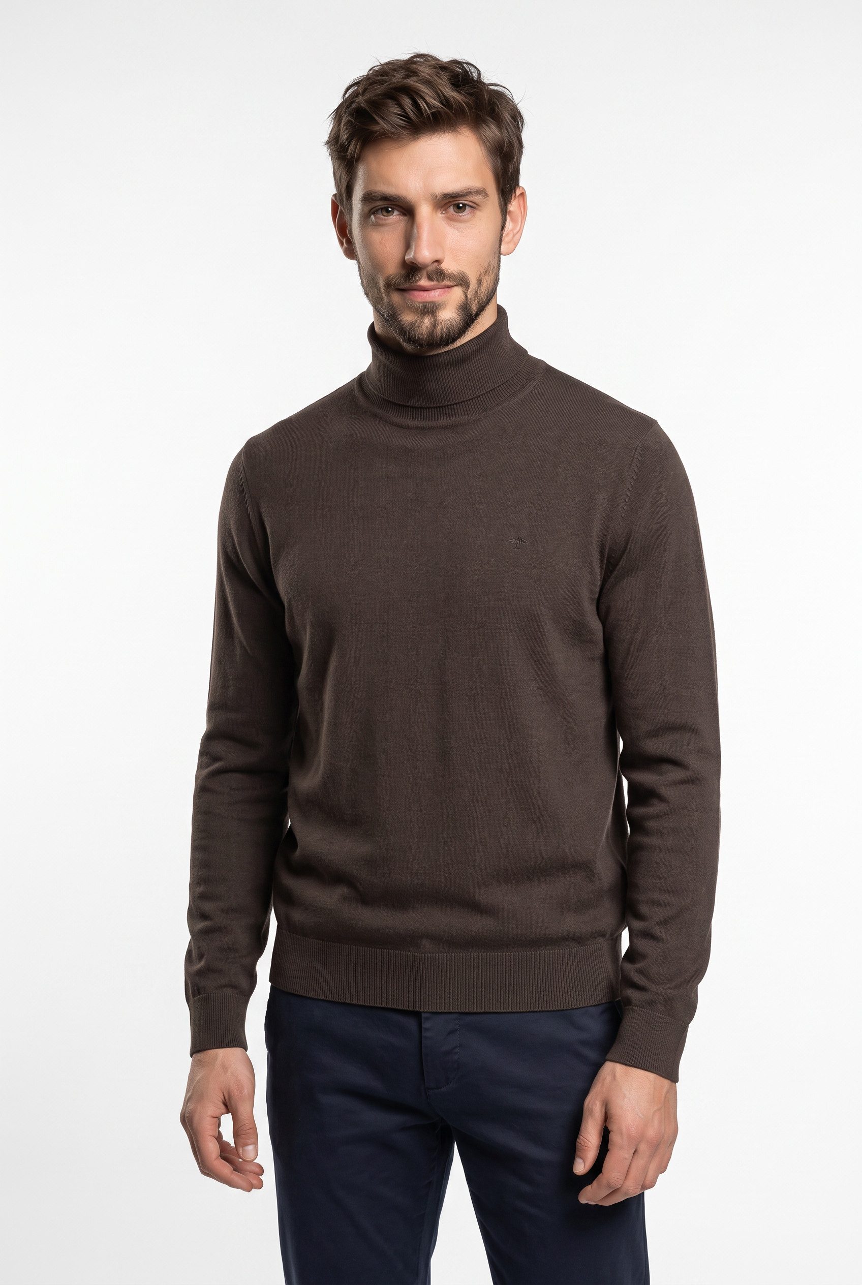 FYNCH-HATTON Rollkragenpullover mit Logostickerei