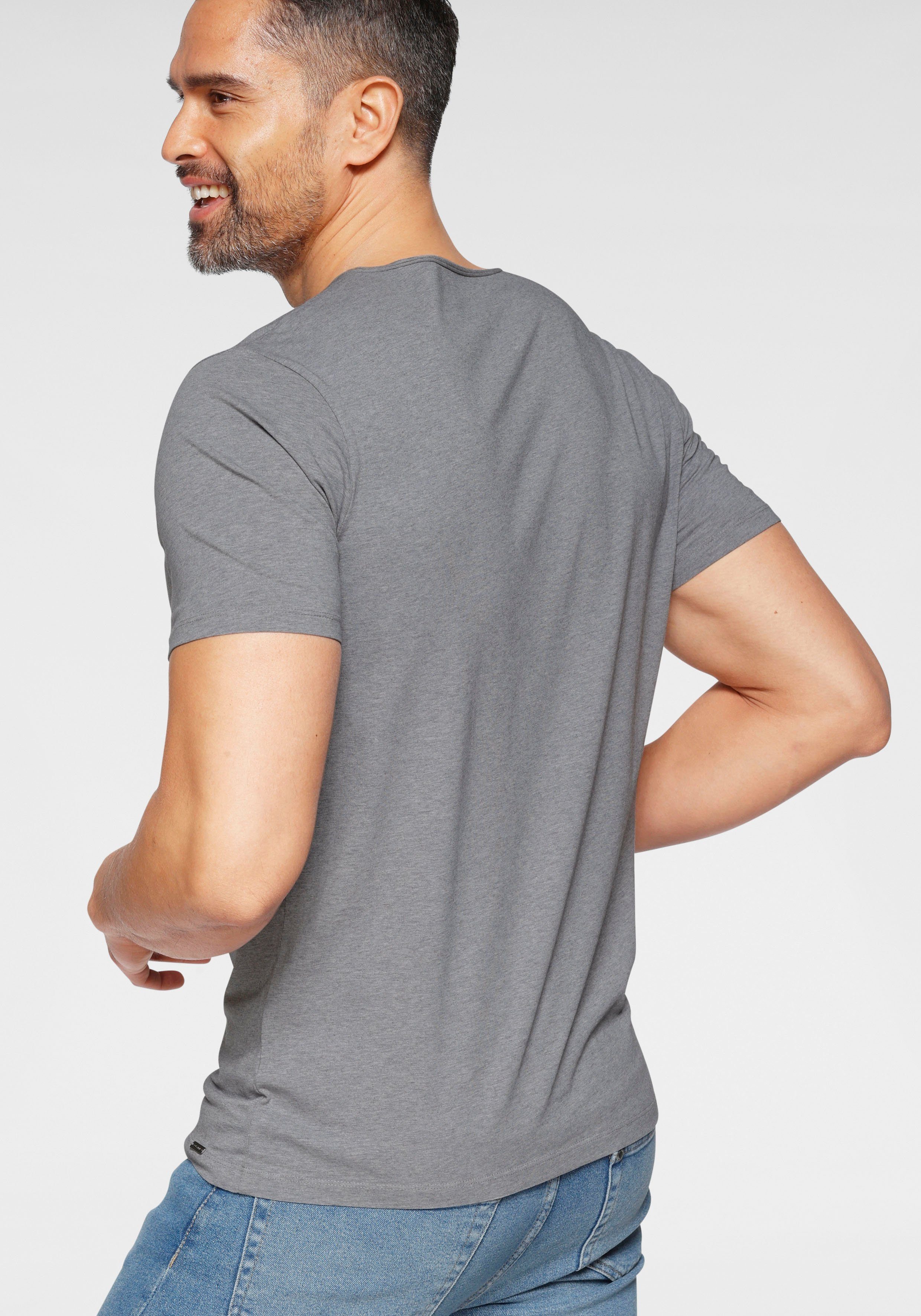 OLYMP T-Shirt Level Five body aus fit silbergrau feinem Jersey