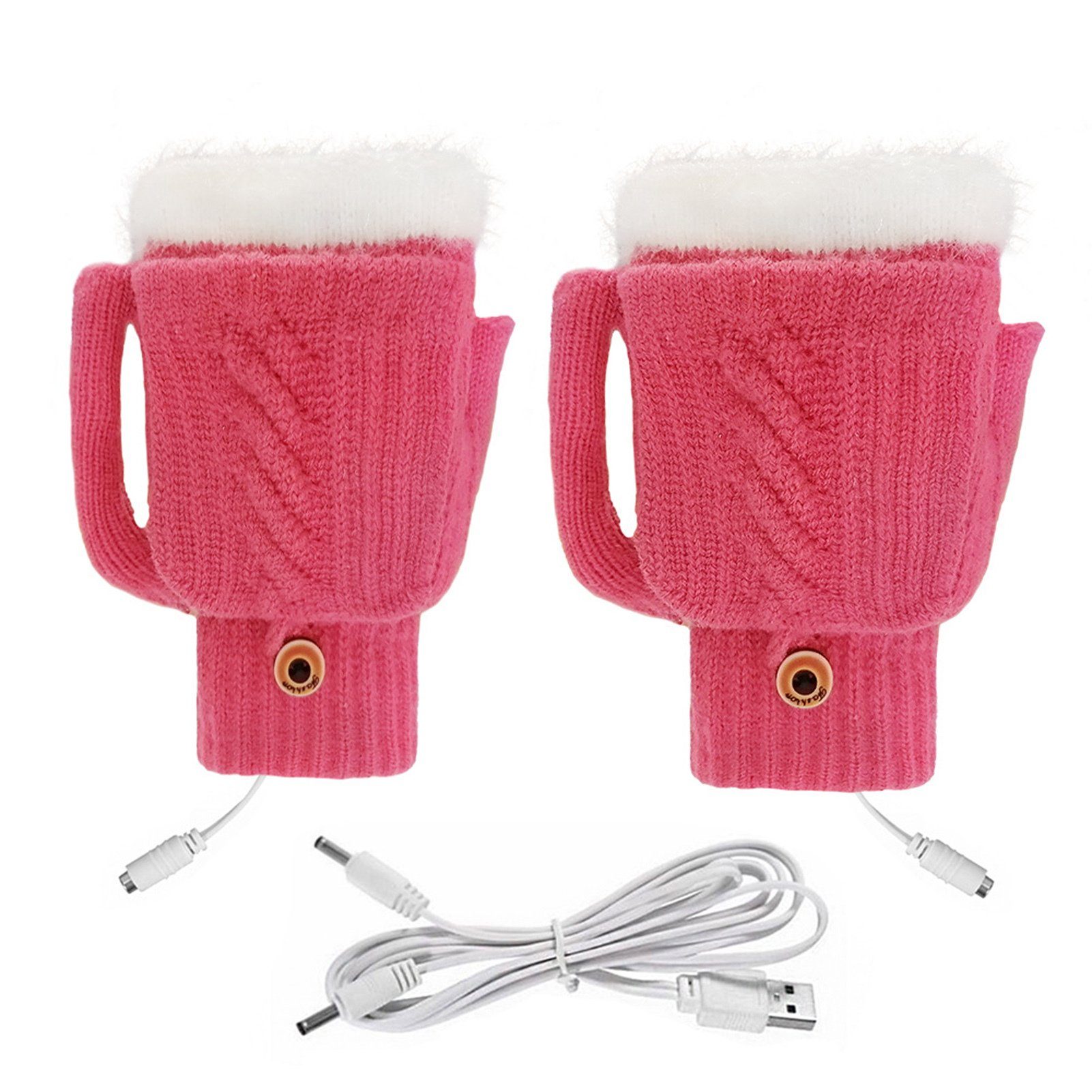 Blusmart Fleecehandschuhe USB-beheizte Handschuhe Für Kaltes Wetter, Hochelastischer, Weicher Fleecehandschuhe Rosa