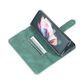 Wigento Handyhülle Für Samsung Galaxy Z Fold4 5G Design Kunst Leder Handy Tasche Hülle Etuis Grün